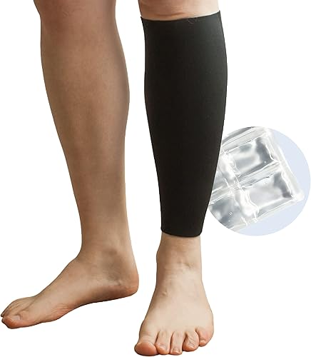 Brownmed - Hielo sellado para espinilleras de hielo - Manga de compresión para piernas para apoyar el alivio de la férula de la espinilla, envoltura