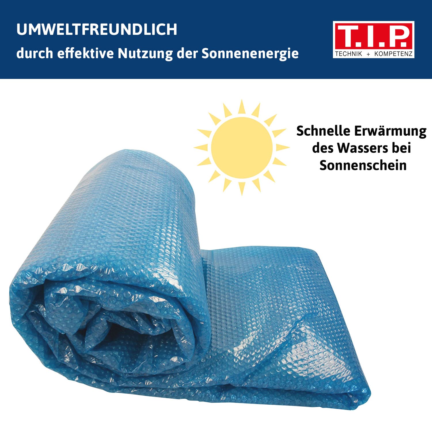 T.I.P. Solarabdeckung Solarplane 120µm für Rundpool Ø 3,6 m Blau - Energiesparende Poolabdeckung mit UV-Schutz 30450