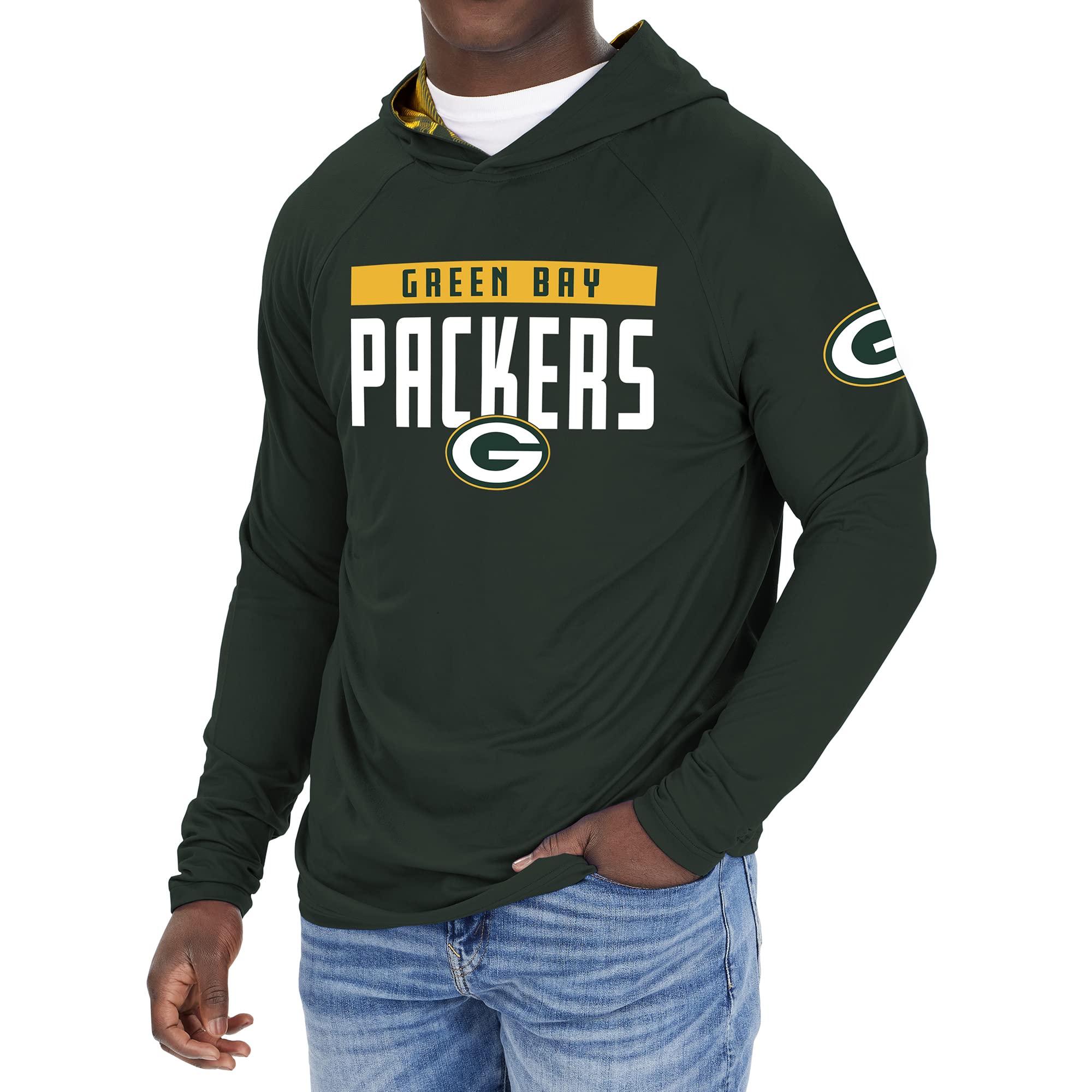Zubaz NFL Football Men's Solid Team Hoodie with Camo Lined Hood and Sleeve Graphic — view 83