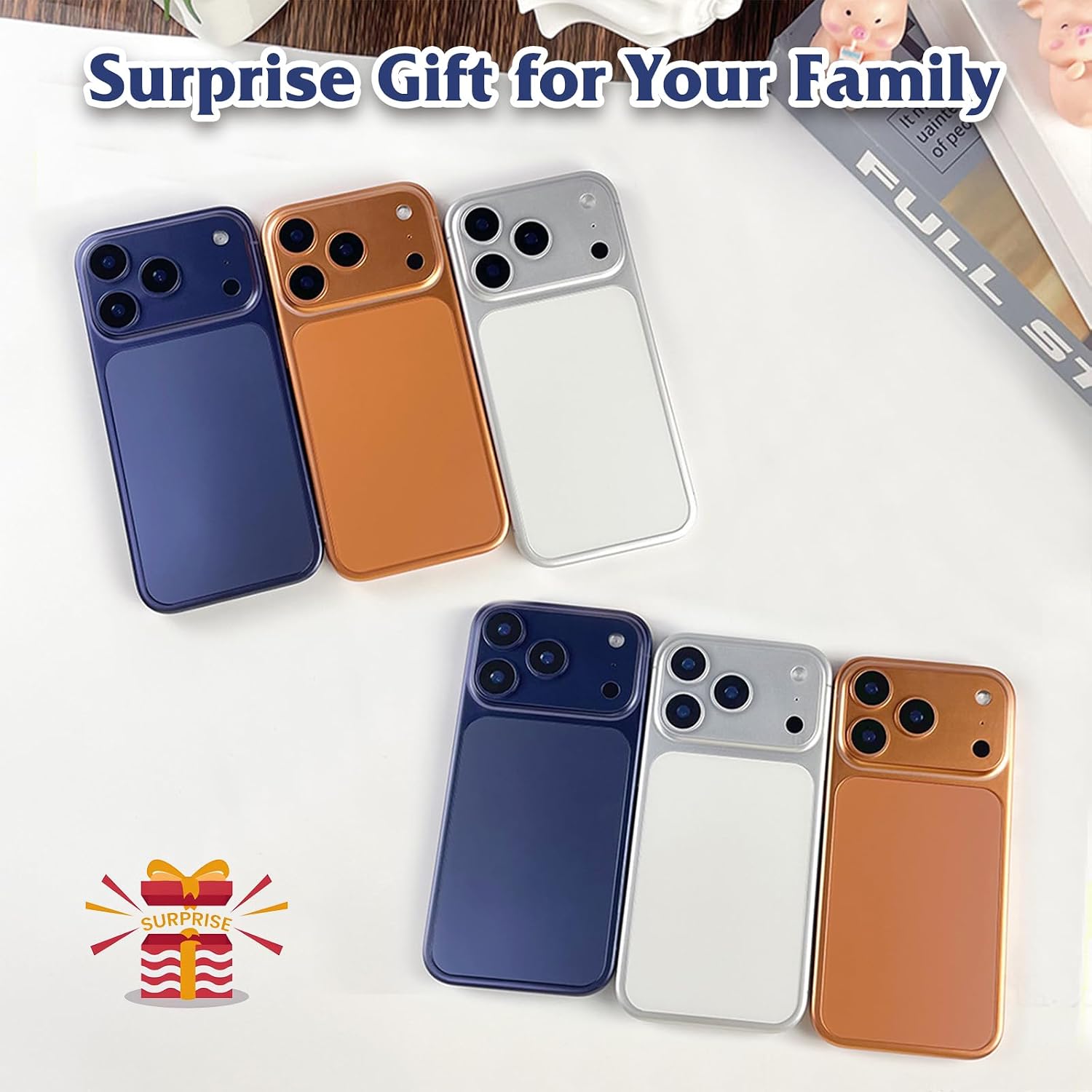Dummy Fake Phone Model, Looks Like The Real Phone Compatible with Phone 17 Pro, for Cell Phone Store Display or Send a Toy Phone 17pro for Kids (Dark Blue Rainbow Front)