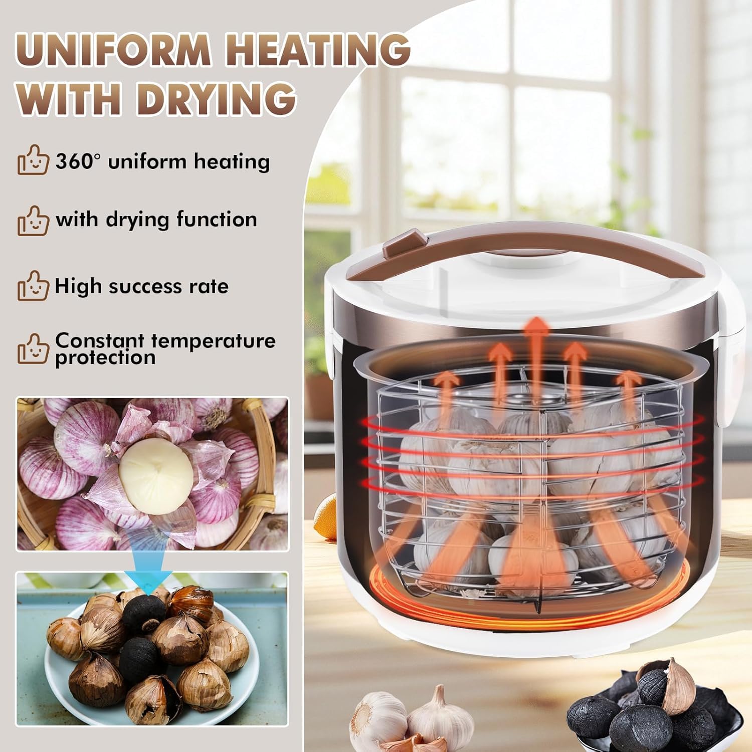 YUCHENGTECH Fermenteur Ail Noir Automatique 6L Temps/Température Séchage | Capacité 6L, Multifonction: Yaourt, Tempeh, Natto, Ail Noir,Contrôle Indépendant Temps/Température,Fermentation Automatique