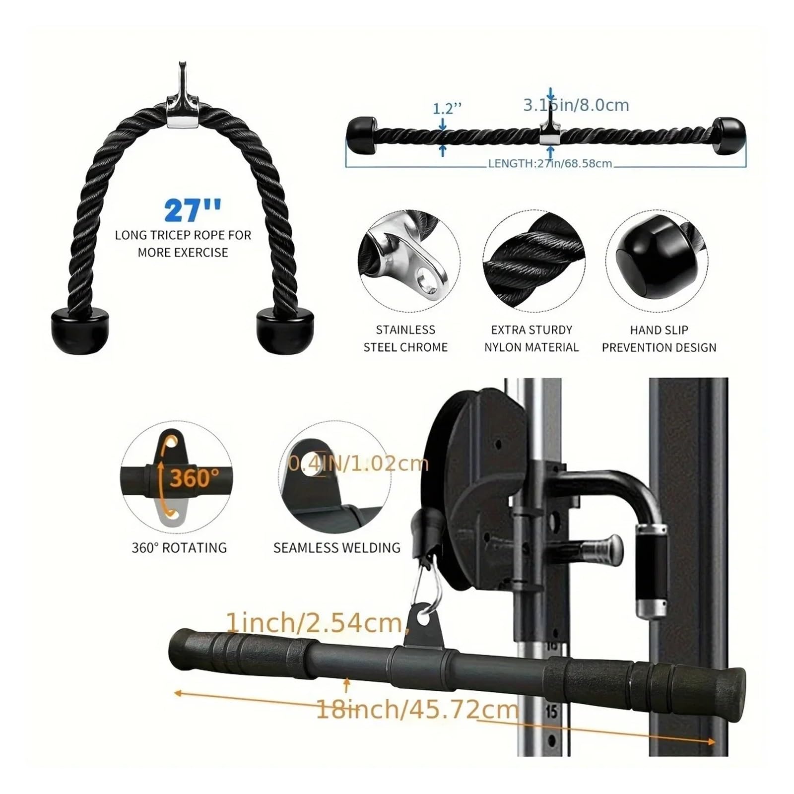 4 szt. Maszyna do kabli, akcesoria do ćwiczeń LAT Pulldown | Wielofunkcyjne przystawki do ćwiczeń
