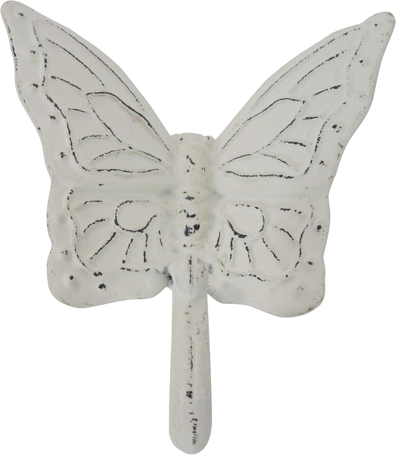 Foreside Home and Garden Rustic Antique White Metal Butterfly Wall Hook - Foreside Home & Garden Butterfly