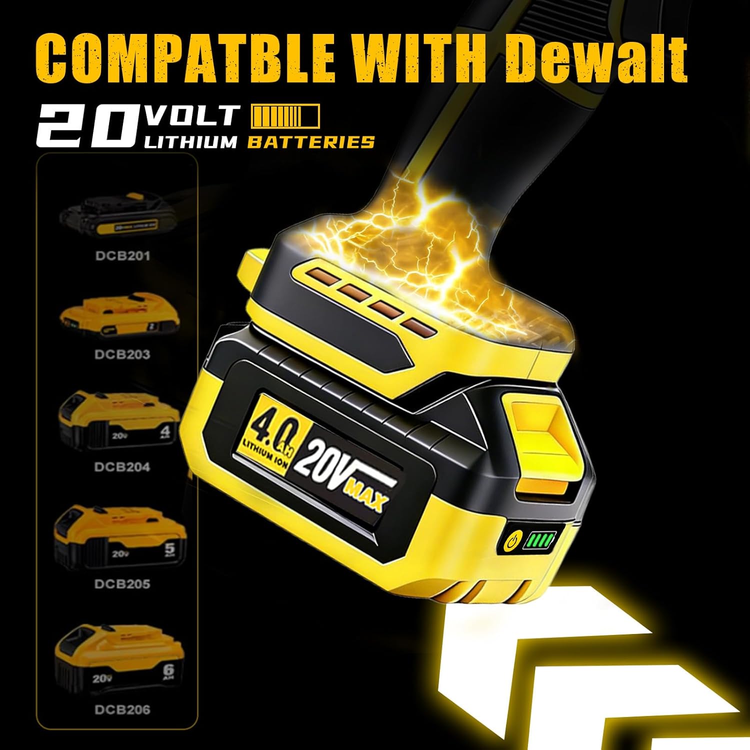 Cordless Leaf Blower for DEWALT 20V Max Battery, 720-CFM 180-MPH Handheld Electric Dust Blower with Light, Battery Powered Leaf Blowers for Keyboards Patio Rain Snow Removal (4.0Ah Battery Included)