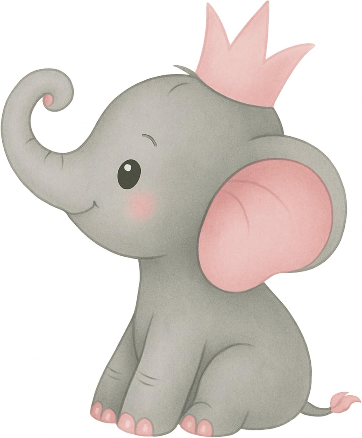 Baby Elephant Cutout Party Prop centerpieces Backdrop Baby Shower Decorations Room Decor, Gray and Blue Crown Design (Blue, 2.5 Ft)