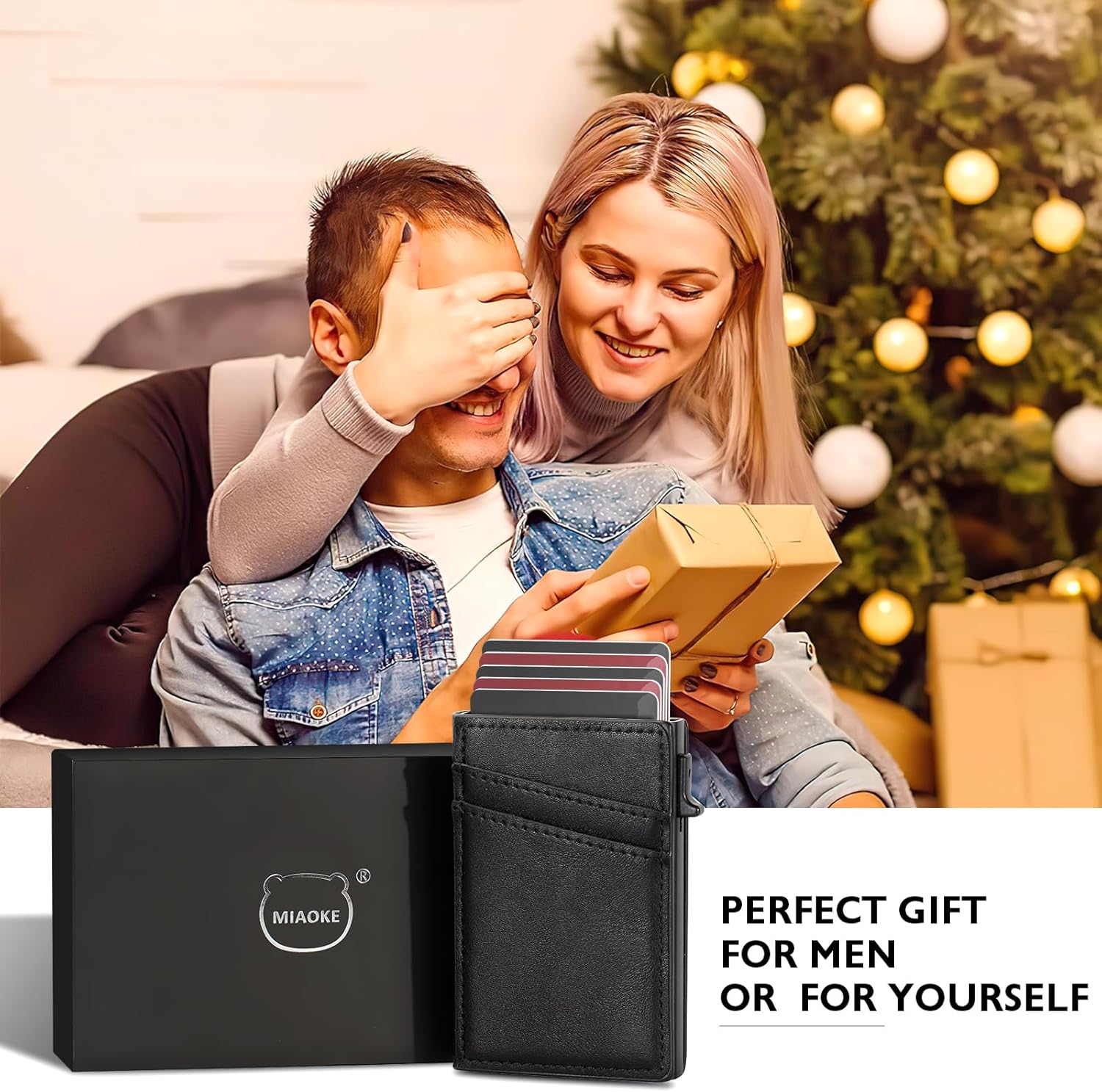 MIAOKE 9-14 Card Capacity Men's Slim Wallet, Leather RFID Blocking Card Holder with ID Window, Stylish, Compact, Minimalist, Ultra-Thin, Front Pocket - Image 7