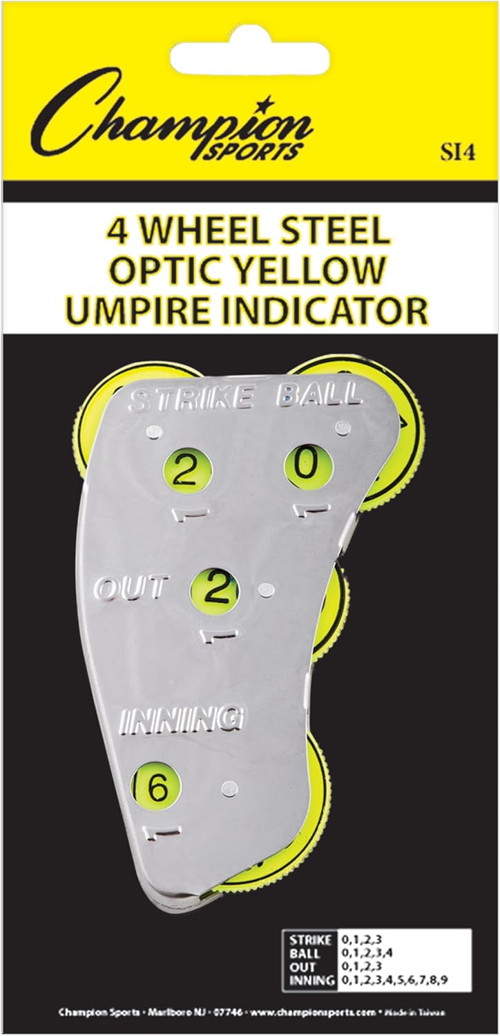 Champion Sports 4 Wheel Stainless Steel Umpire Indicator - Counts Strikes, Balls, Outs and Innings