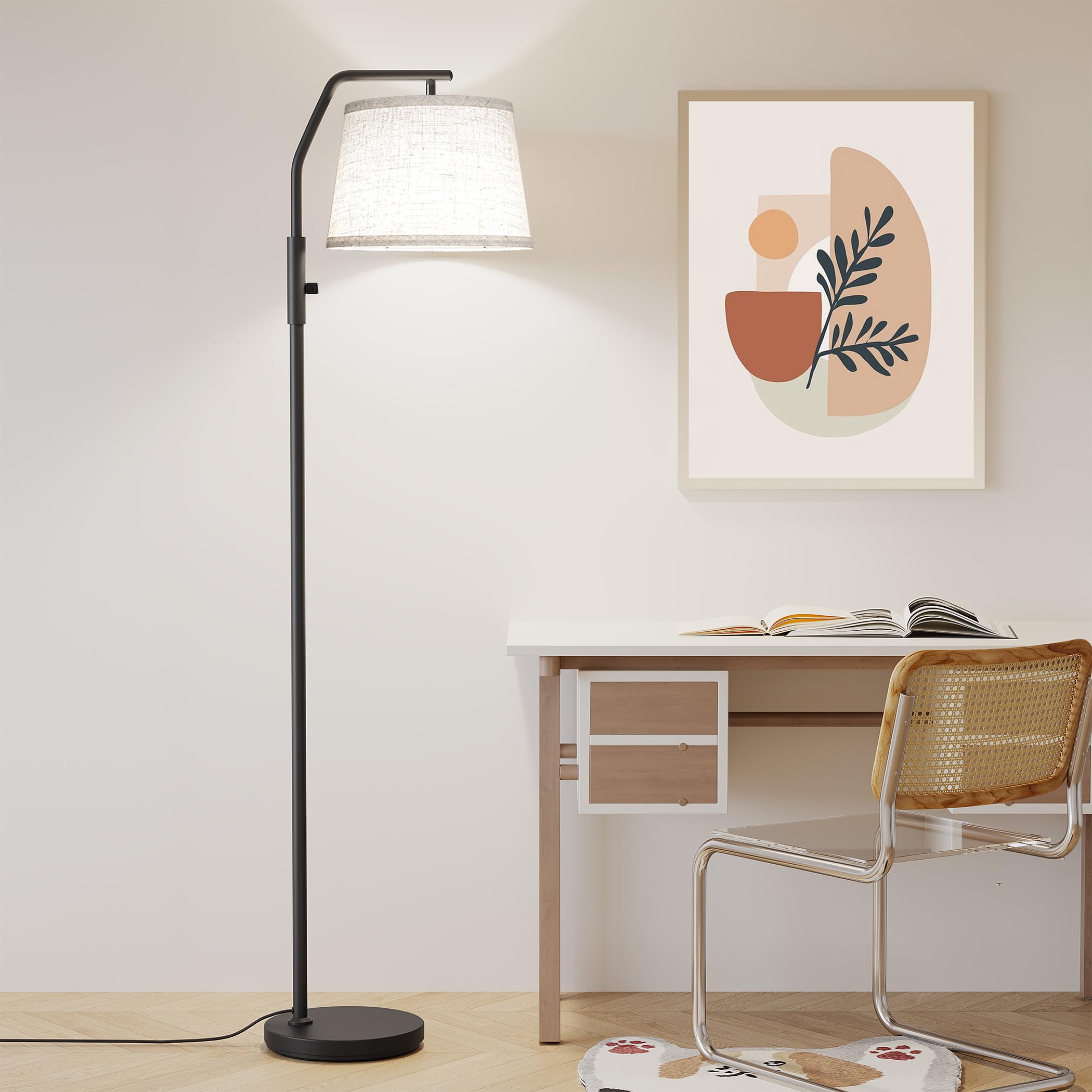 Lámparas de pie para sala de estar, bombilla de 9 W incluida, lámpara alta para dormitorio con cabezal ajustable, lámpara de pie moderna, lámpara de pie de arco regulable 0-100% para comedor 6