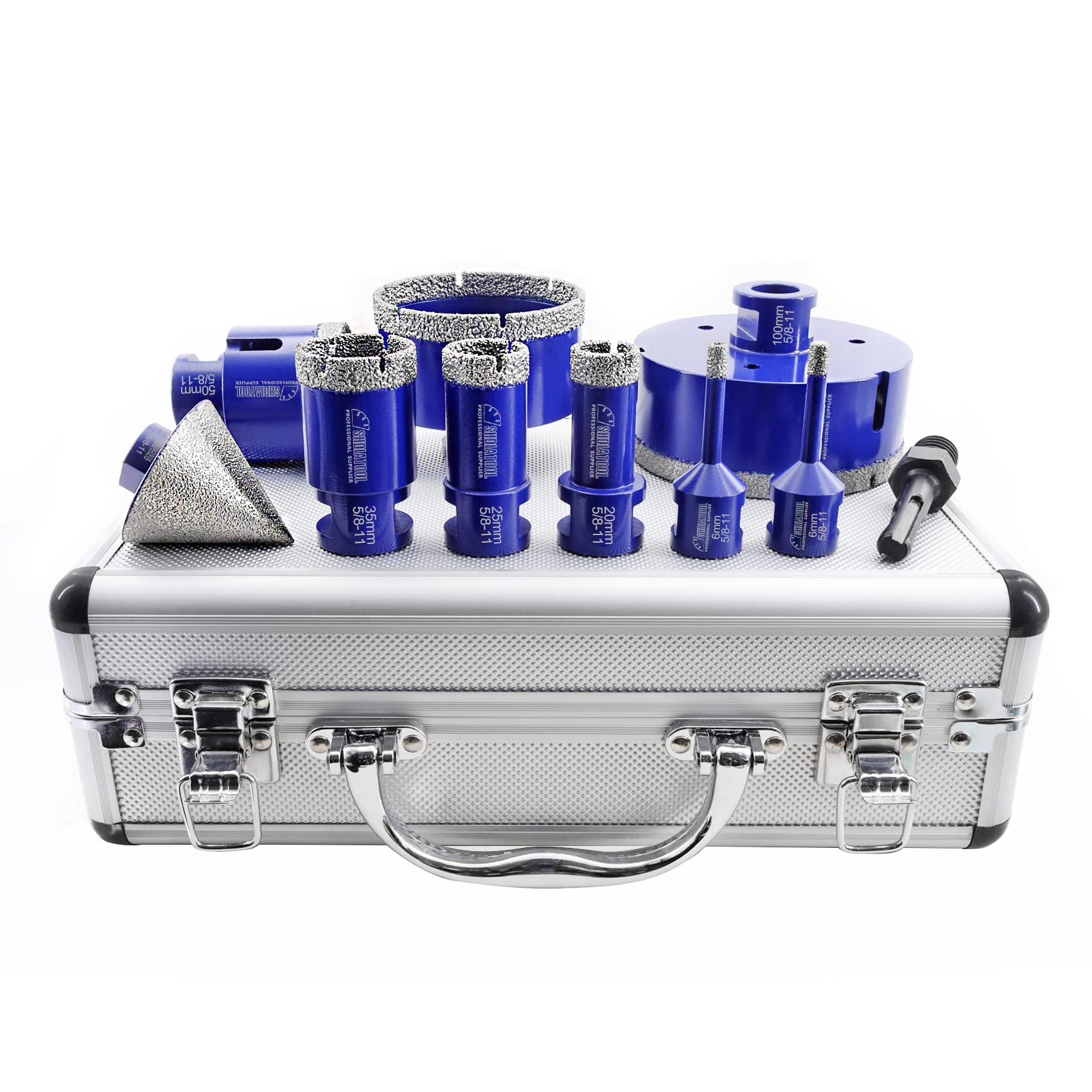 SHDIATOOL Diamond Tile Drill Bits Set,Porcelain Hole Saw, Cutter for Marble Ceramic Granite 10pieces(6/6/20/25/35/50/75/100mm/2 inch)