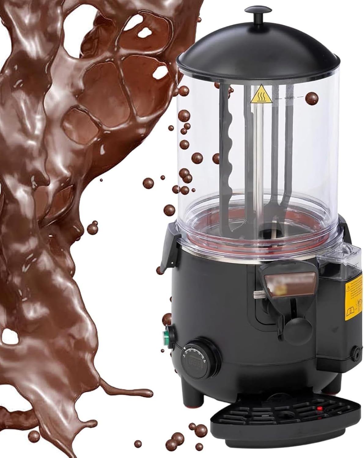 10L Commercial hot Chocolate Maker,1000W Hot Chocolate Machine & Dispenser,20-90℃ Temperature Adjustment with Water Inlet, Stainless Steel, Chocolate Tempering Machine(White)