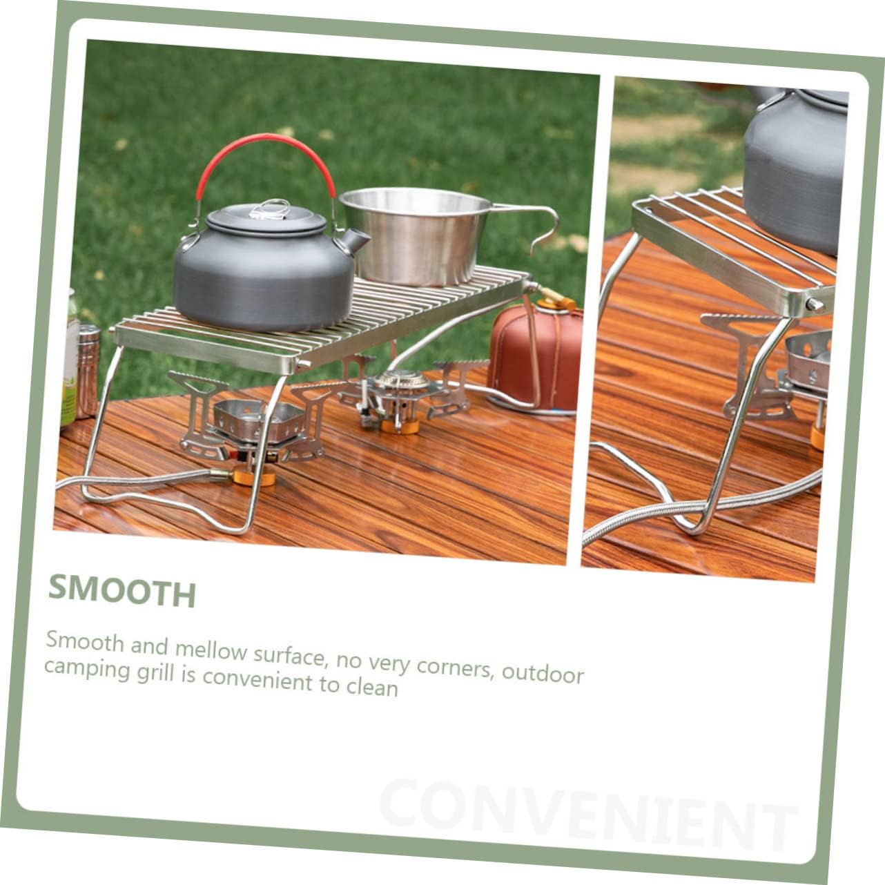 GALPADA Folding Stainless Steel Camping Barbecue Rack Durable Portable Grill Mesh with Furnace End Frame for Outdoor Cooking Picnic Garden Use Sturdy Compact Bbq Tool