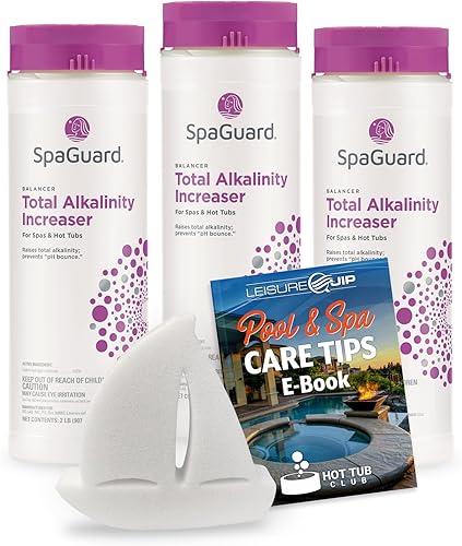 SpaGuard Spa - Aumento de alcalinidad total de 2 libras para equilibrio de bañera de hidromasaje, paquete de 3 con libro electrónico LeisureQuip