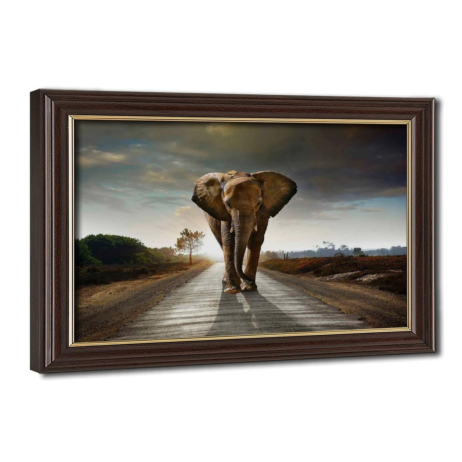 Bareronor Elephants on The Road Canvas Poster Bedroom Decor Landscape Office Room Decor Gift 12" L X 18" W