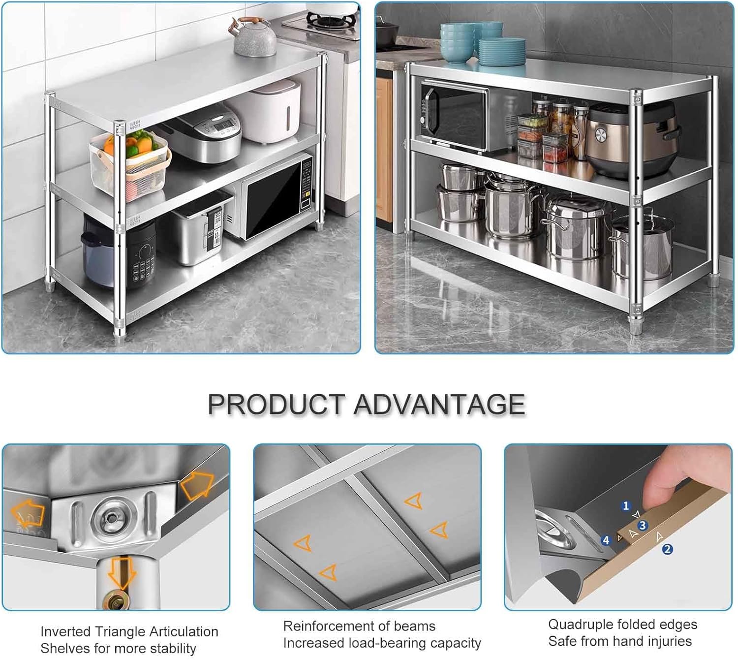 大型インディアンキッチンラック［中古］ ステンレス 壁付け 食器棚 約
