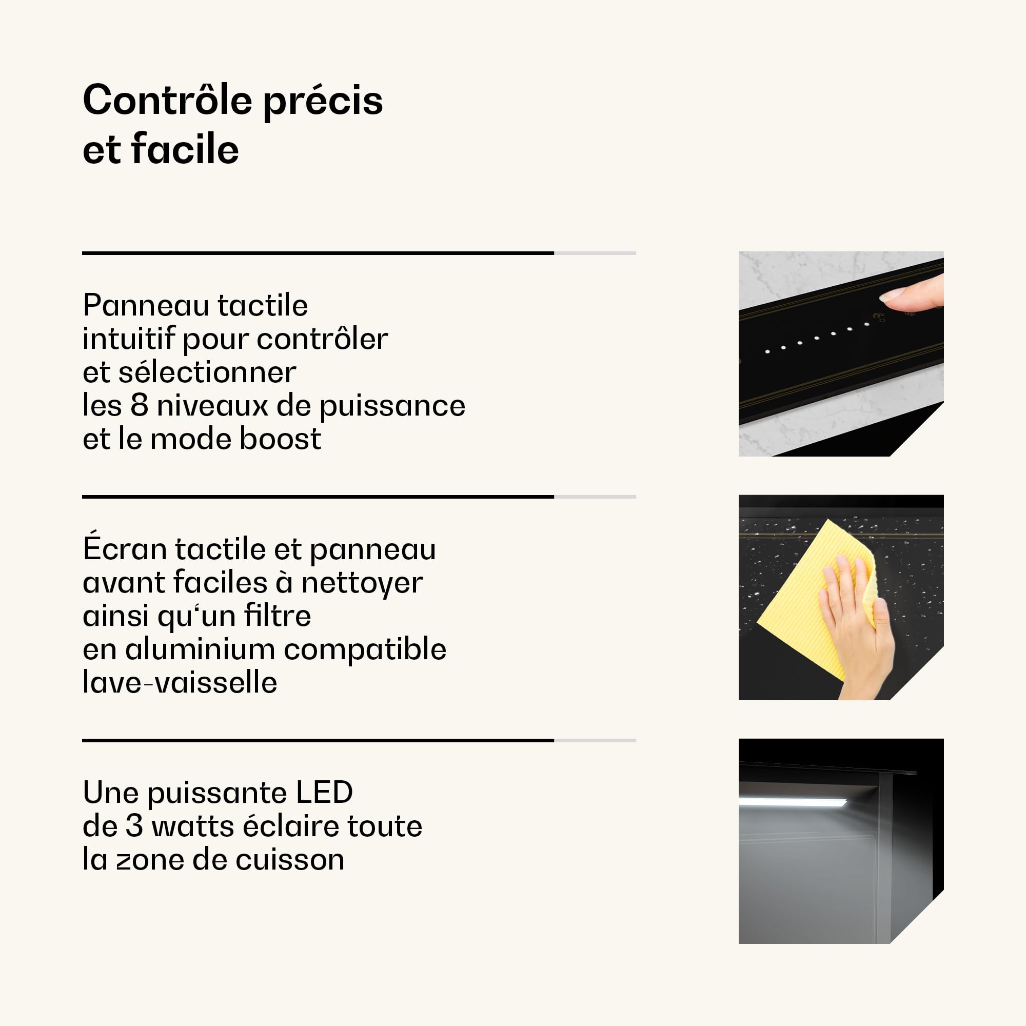 Klarstein Victoria Downdraft Hotte De Plan De Travail - A++ Efficacité Énergétique, 713,8 m³/h Débit D'air, Ultra Silencieuse 52 dB, Écran Tactile, Filtres Lavables, LED, Noir