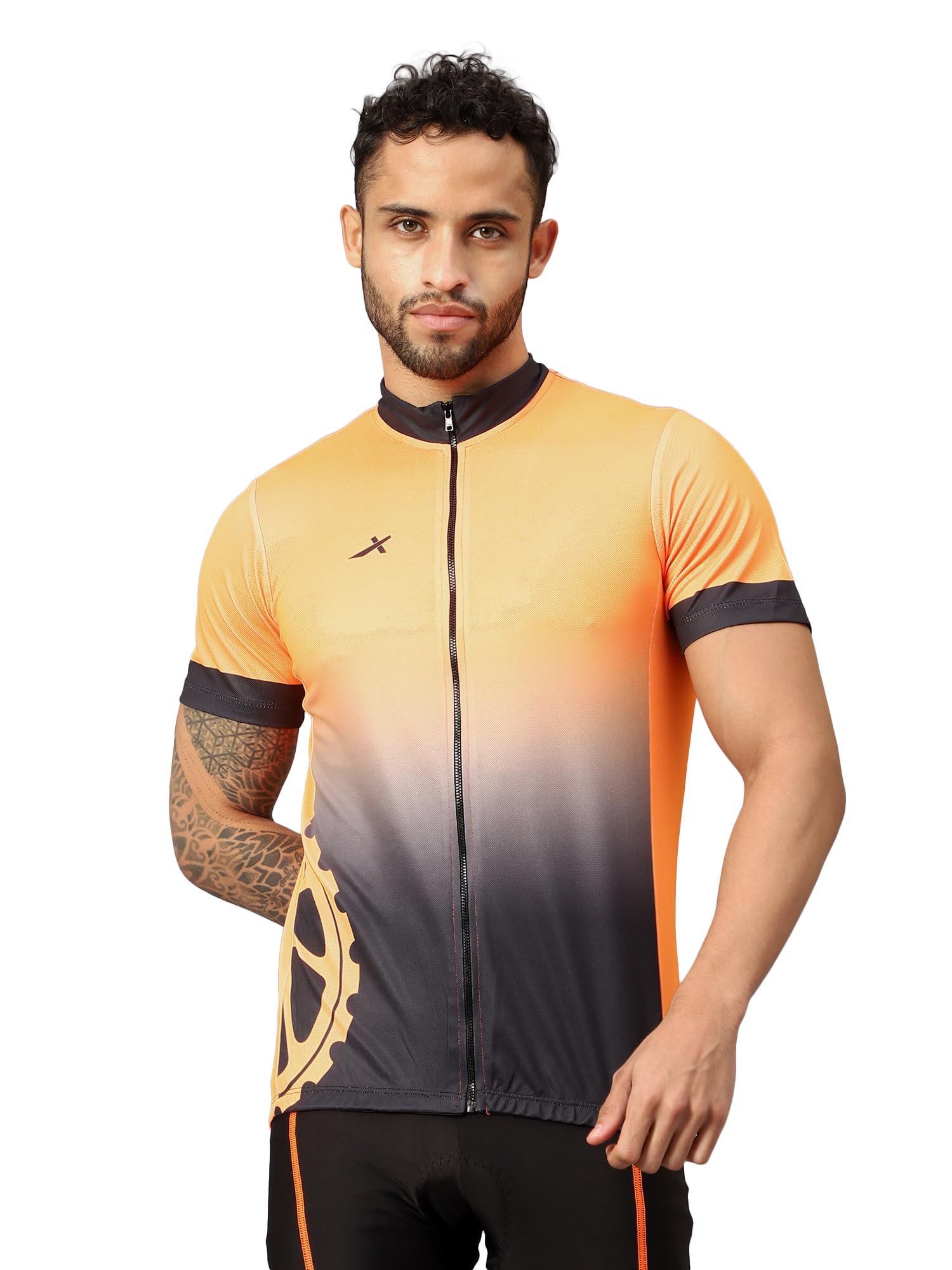 Vector XOCJ-192 Unisex Cycling Men Tie & Dye, Printed High Neck Polyester Full Sublimated Zipper T-Shirt Jersey for Cycling, Running, Basketball,Cricket