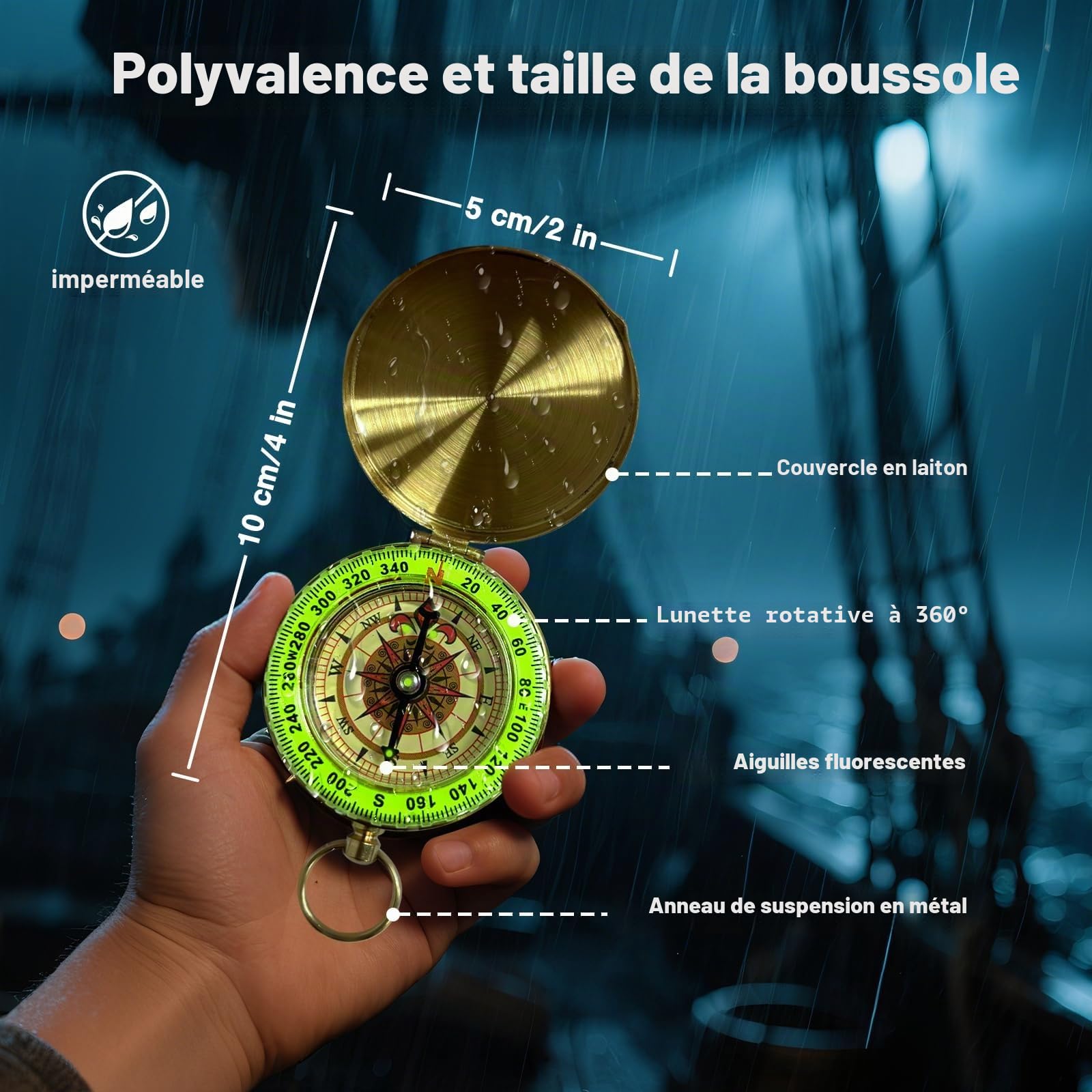 Télescope Pirate Rétro Monoculaire Zoomable 25x30 Vintage Longue Vue Enfant Lentille BAK-4 Imperméable Mini Télescope avec Boussole pour Adultes Camping Observation des Oiseaux