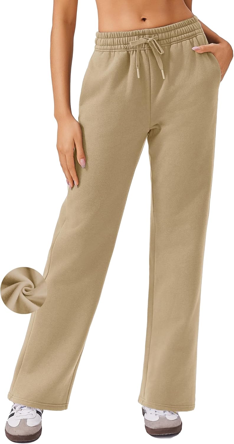 Move Beyond Warme Gevoerde Joggingbroek Voor Dames, Thermische Fleece Broek Met 2 Zakken Verdikte Loopbroek De Winter Vrijetijdsbroek Trekkoord Sherpa Binnenvoering Sweatbroek Grijs Pluche Broek Xs 3350719211