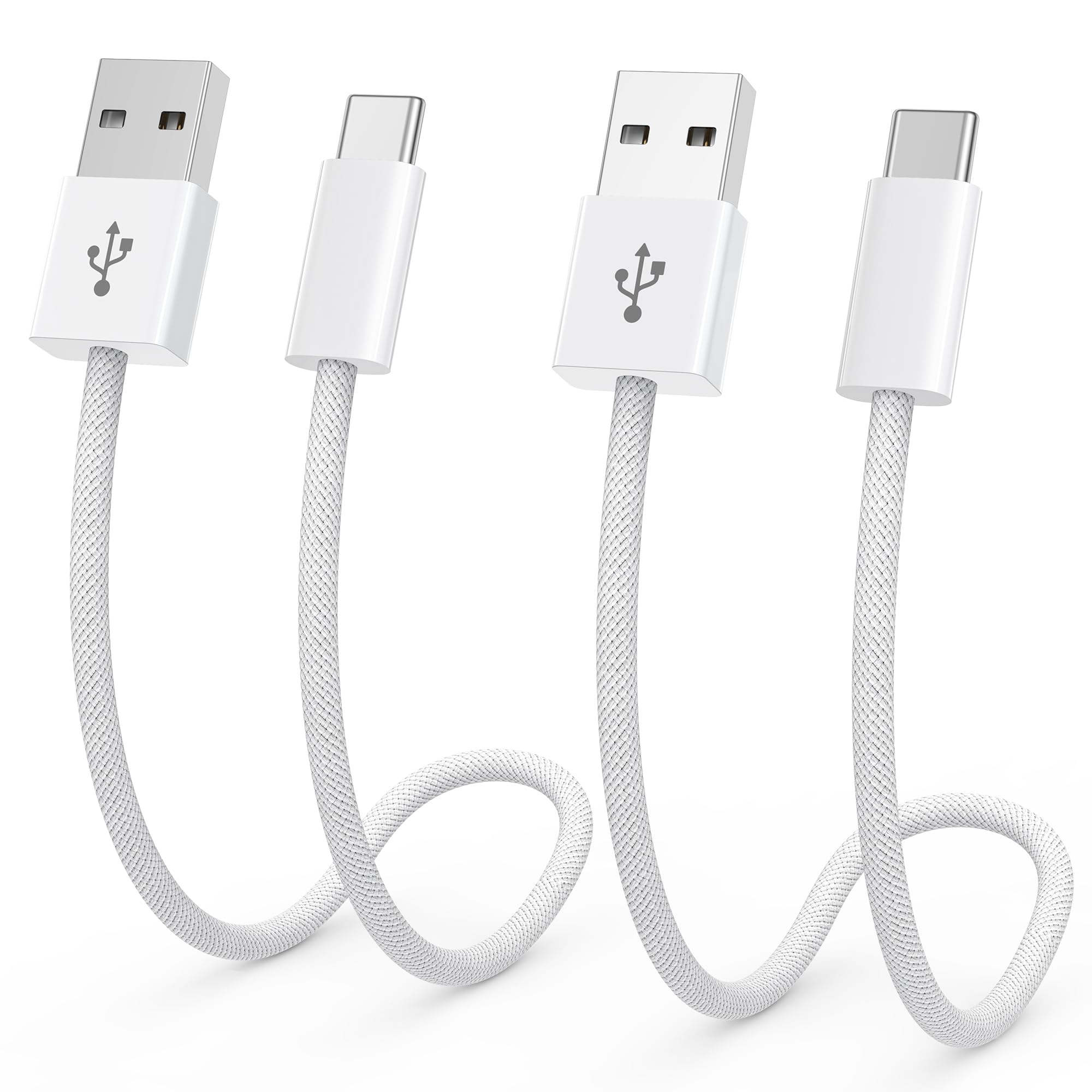 NIBIKIA Cavo USB C corto [0.3M 2Pezzi] 3.1A Cavo USB Type-C Ricarica Rapida Nylon Cavo Tipo C per iPhone 16/15/Pro/Plus/Pro Max,Galaxy S24/S23+/Ultra/S22,iPad Pro/Air