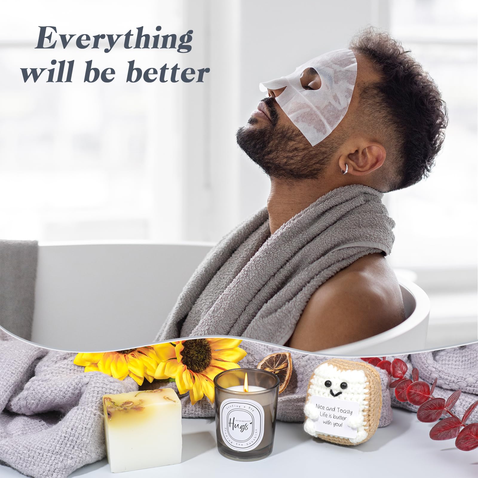 Elysirise Get Well Soon - Cesto regalo da uomo, 8 pezzi, regalo per la festa del papà, regali per la cura di sé per amici, colleghi, Get Well Set After Surgery, Thinking of You, confezione regalo per