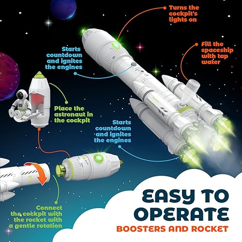 Miniatura 2 de Juguetes espaciales para niños de 3-5, 6, 7, 8 años de edad, modelo de lanzadera espacial con efecto astronauta y humo, luces y sonidos, juego de
