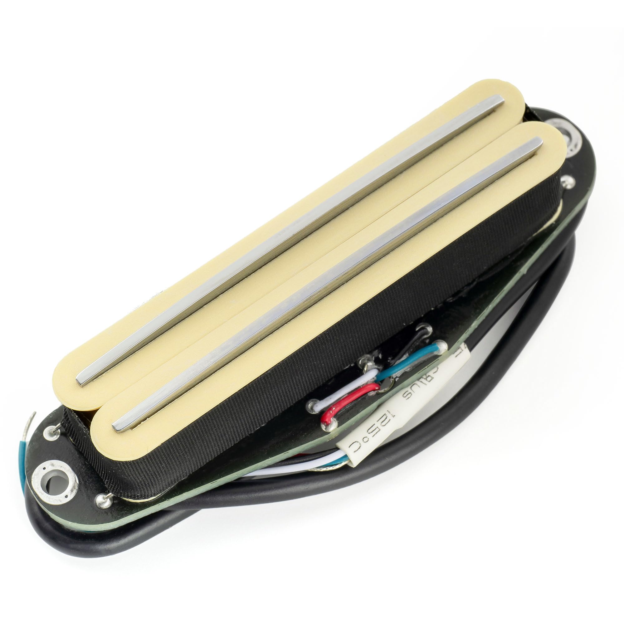 Musiclily Pro ST-DPLC Ceramic Dual Single Coil Sized Humbucker Pickup 6.2K for Strat Style Electric Guitar Cream Body Chrome Rail