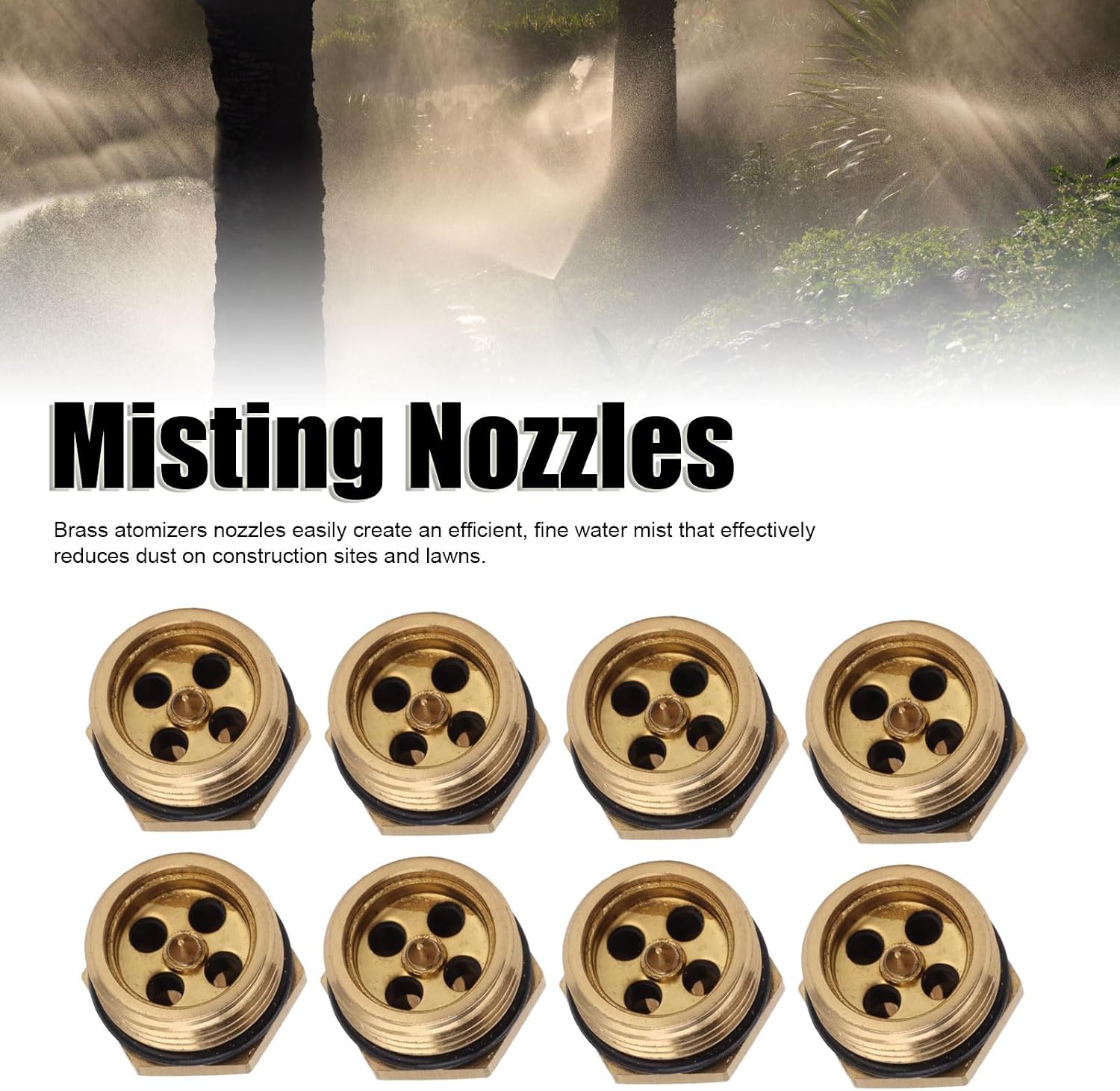 Brass Misting Nozzles Efficient Dust Removal Cooling Atomizers for Lawn Garden