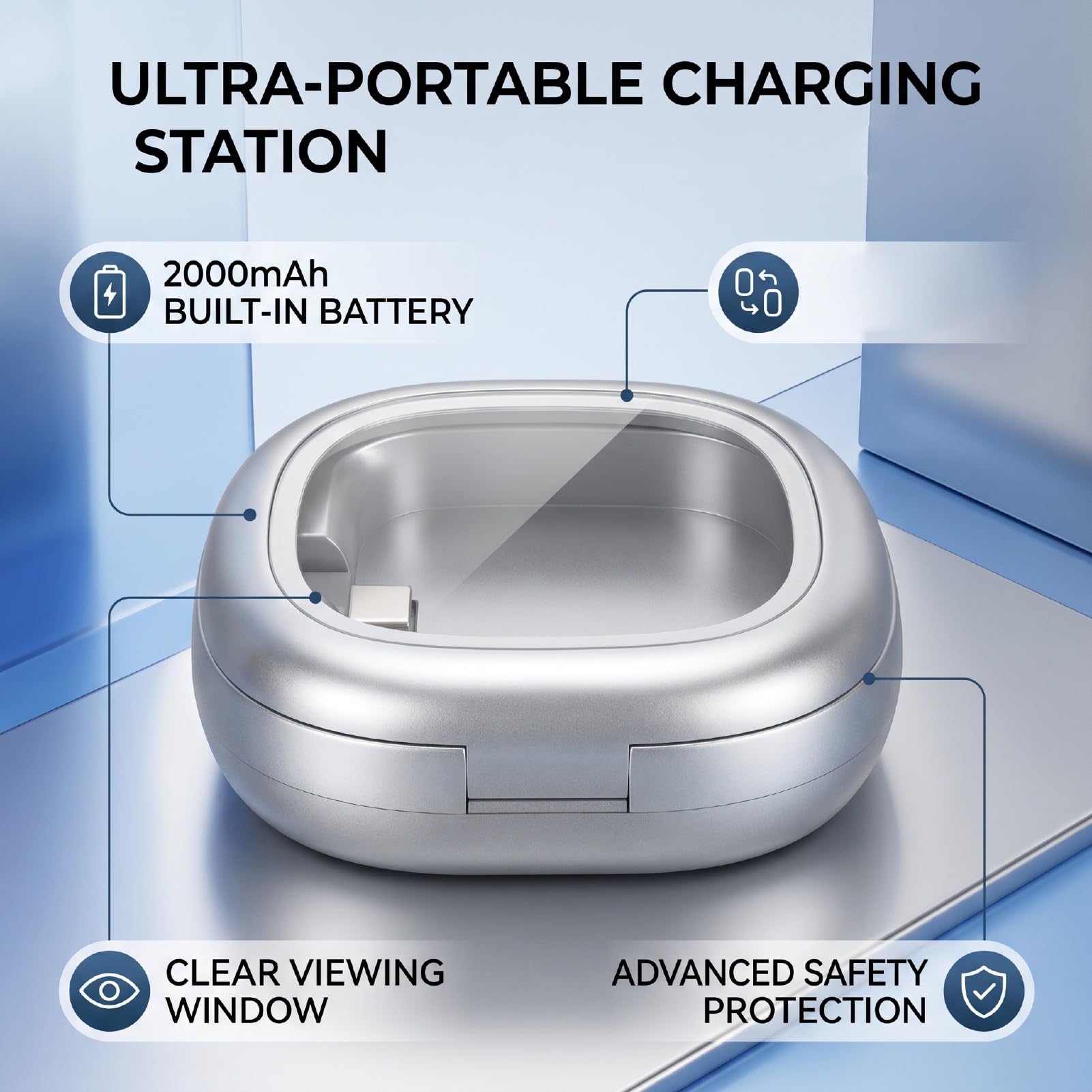 Wakects Custodia di Ricarica Adatta per Ring 3, Custodia Caricabatterie Smart Ring in ABS con Batteria da 2000 MAh, Finestra LED, Protezione Multipla, Stazione di Ricarica da Viaggio per Utenti Gen