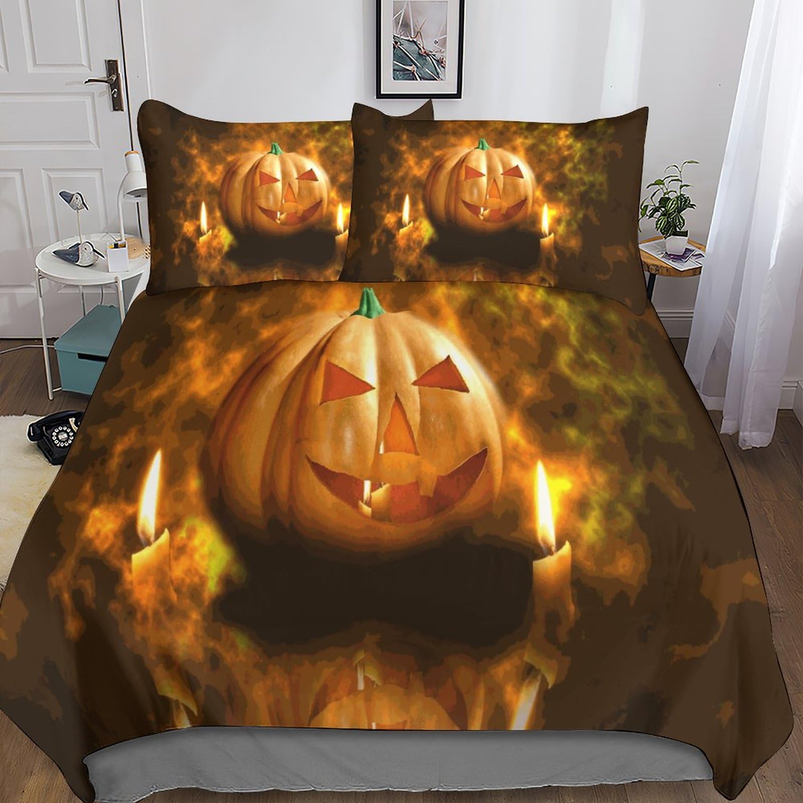 Parure de lit Halloween anti-acarien en microfibre douce pour peaux sensibles