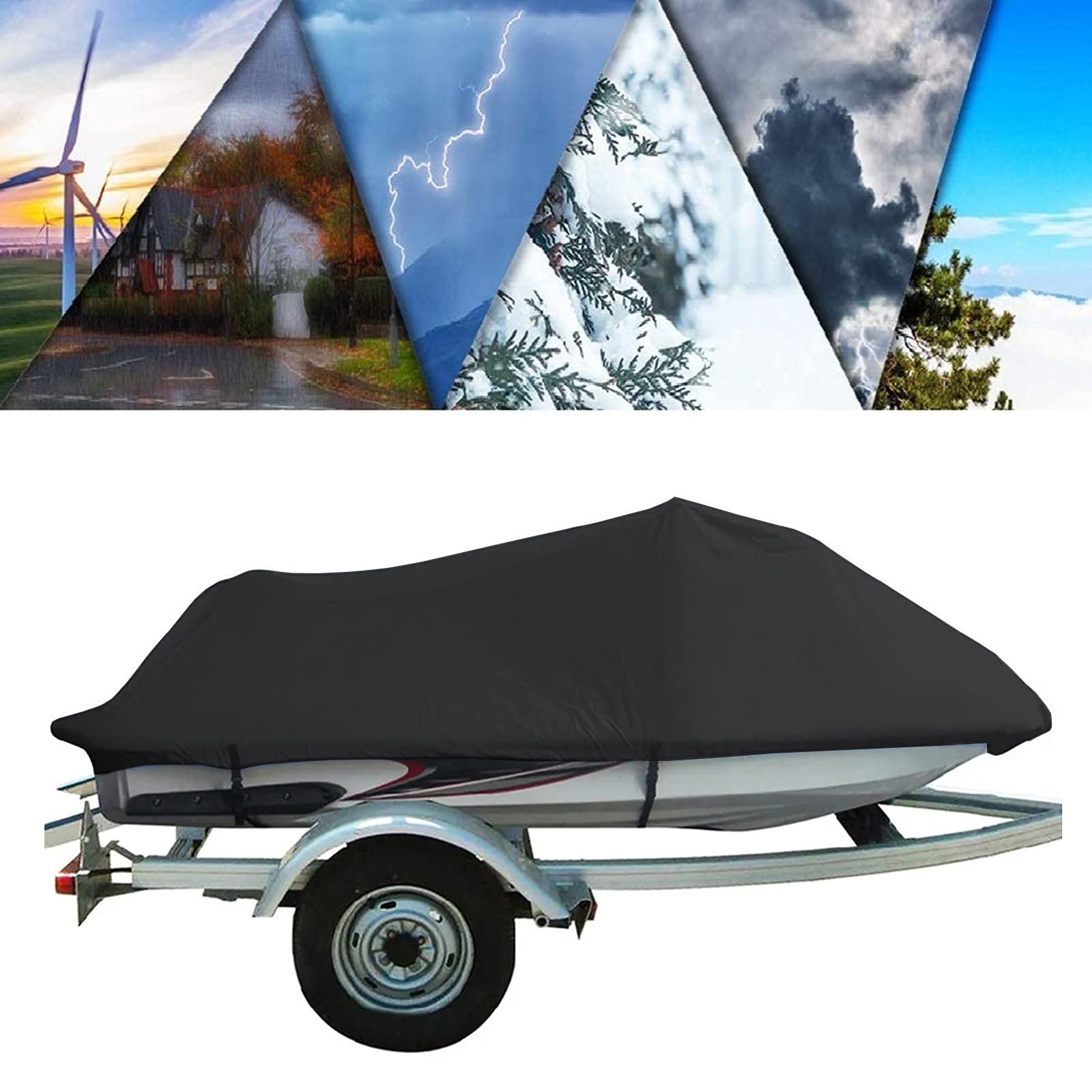 LDIW Housse Jet Ski Bateau Jet Ski Housse Imperméable Durable Anti Poussière Résistants Aux UV Bateau À Moteur Housse De Protection Tous Temps,Noir