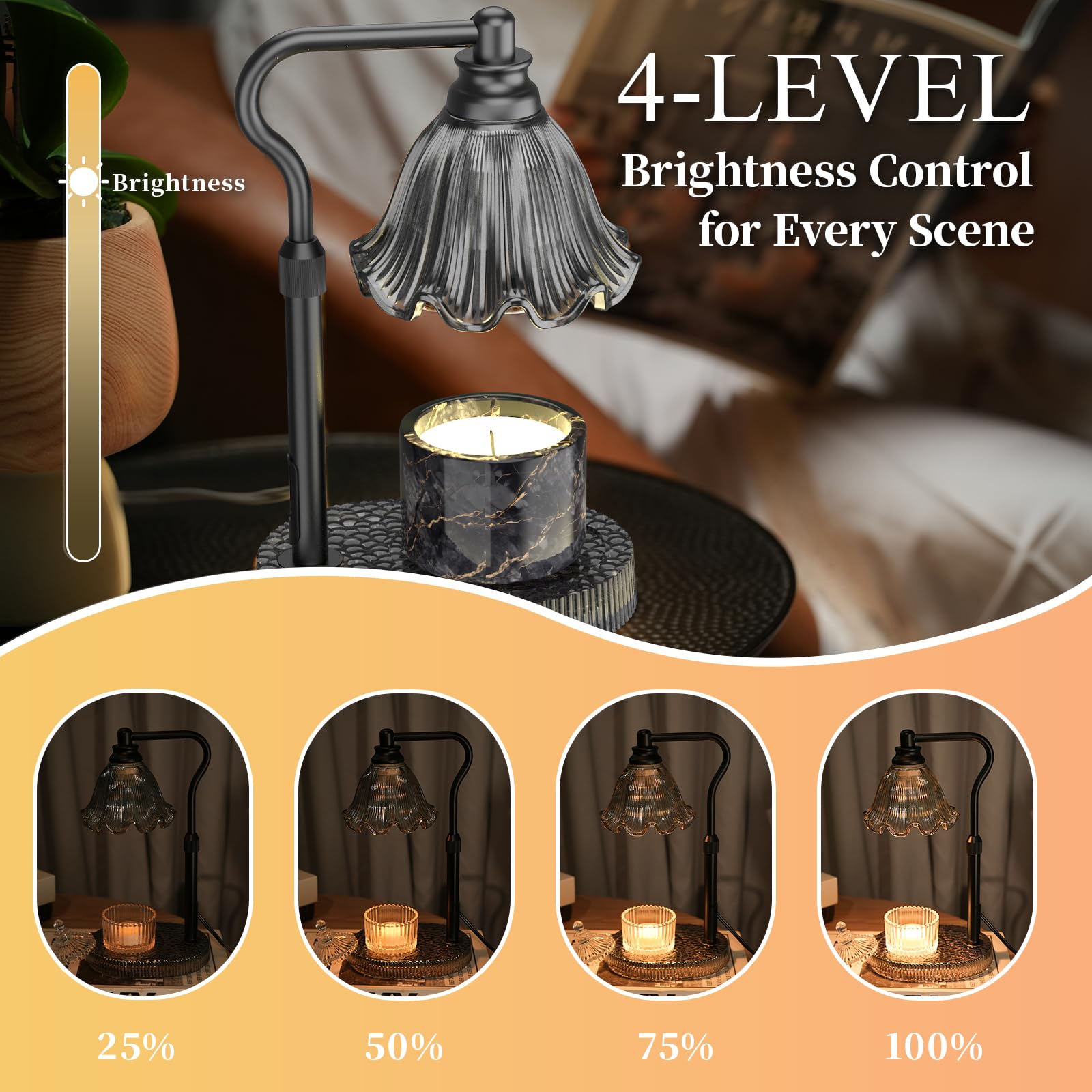 WYghyronic Candle Warmer Lamp with Adjustable Height, Flameless 4-Level Dimmable Wax Warmer - Image 2