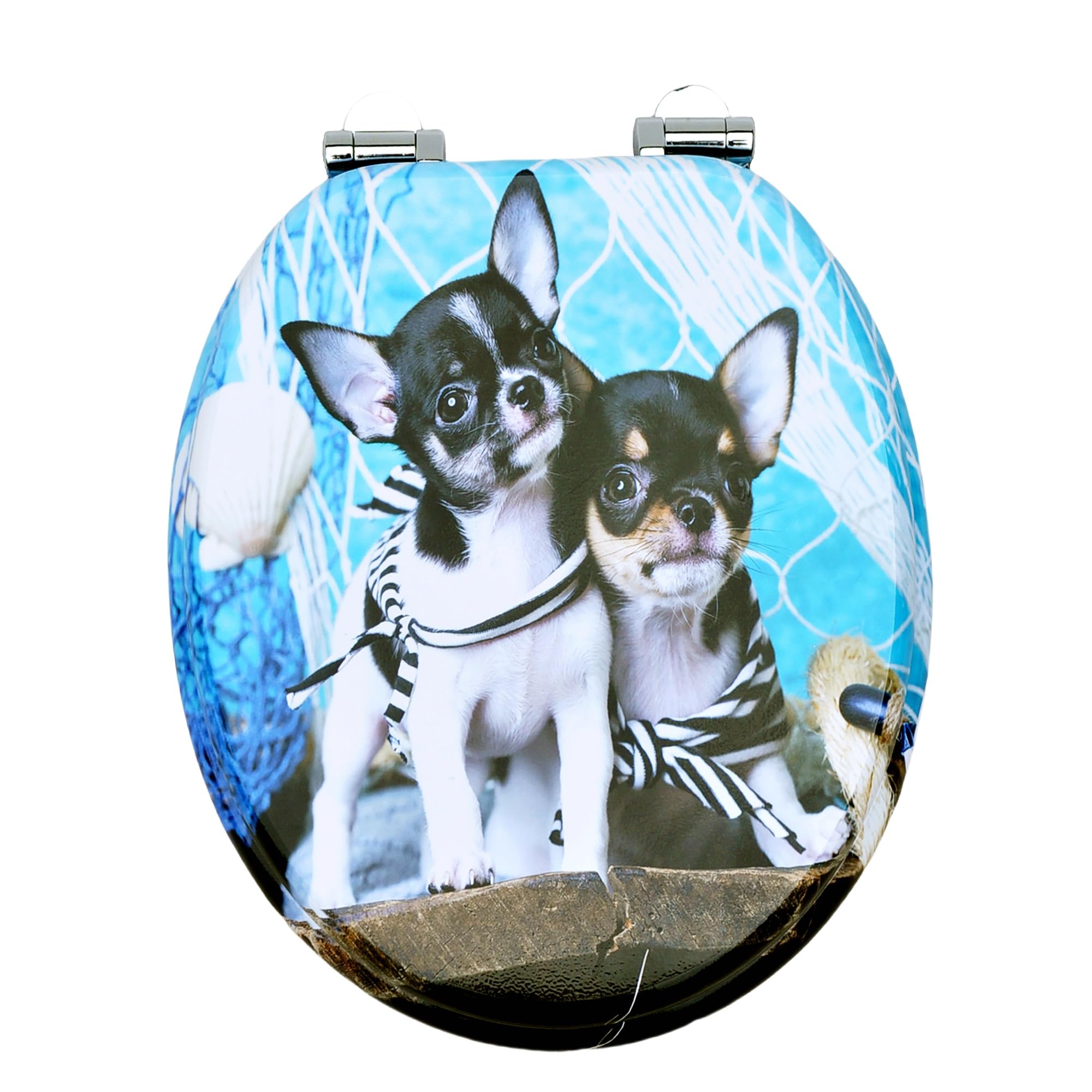 Burakh Puppies Design 18" Mdf Toilet Seat Universal Adjustable Fit Most Toilets Oval Seat┃Bathroom Standard Wooden Mdf Toilet Seat | Wc Seat +Fittings (Puppies Design)