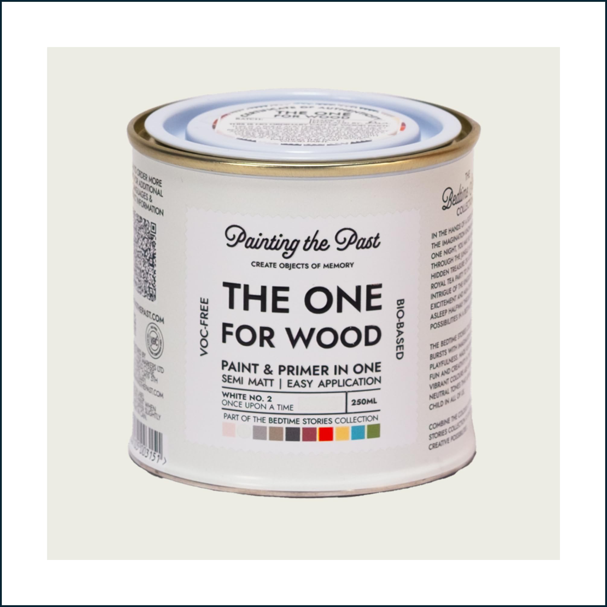 The One for Wood Paint & Primer 250ml White No. 2 Once Upon a Time | Semi Matt Finish, Bio-Based & VOC-Free Formula for Wooden Furniture & Surfaces | Durable & Easy Indoor Home Decorating