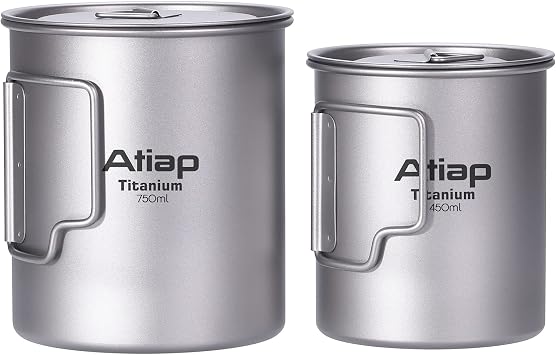 Titanium Pot 750ml Backpacking Pot Camping Coffee Pot Camp Mug Camping Pot with Lid Foldable Handle Portable Lightweight
