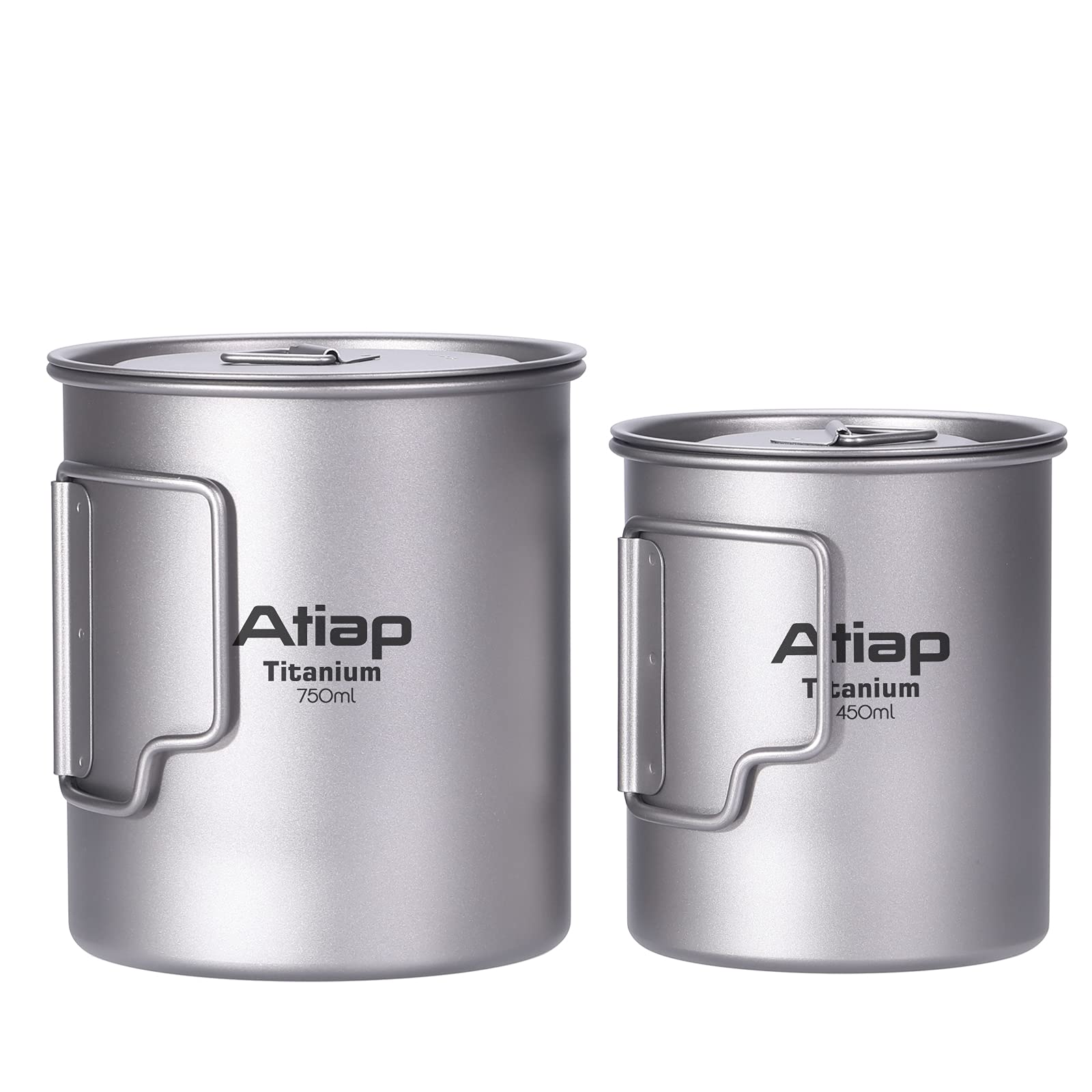 Titan-Topf, 750 ml, für Rucksackreisen, Camping, Kaffeekanne, Camping-Tasse mit Deckel, klappbarer Griff, tragbar, leicht (750 ml & 450 ml Topf)