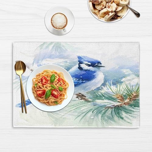 Miniatura 6 de Bird Design Theme Placemats Set of 4 Table Mats Washable Placemat Waterproof Place Mats for Party Home Dining Table Decor 18x12 in