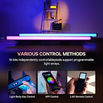 VILTROX K90 2 Pack RGB Tube Light, 30W 38inch Large RGBWY Photography LED Video Stick Light Wand with APP/2.4G/Remote Control, CRI 97+, 26 Scenes, 2500K-8500K, 14.8V/3300mAh Battery, Magnetic Chip