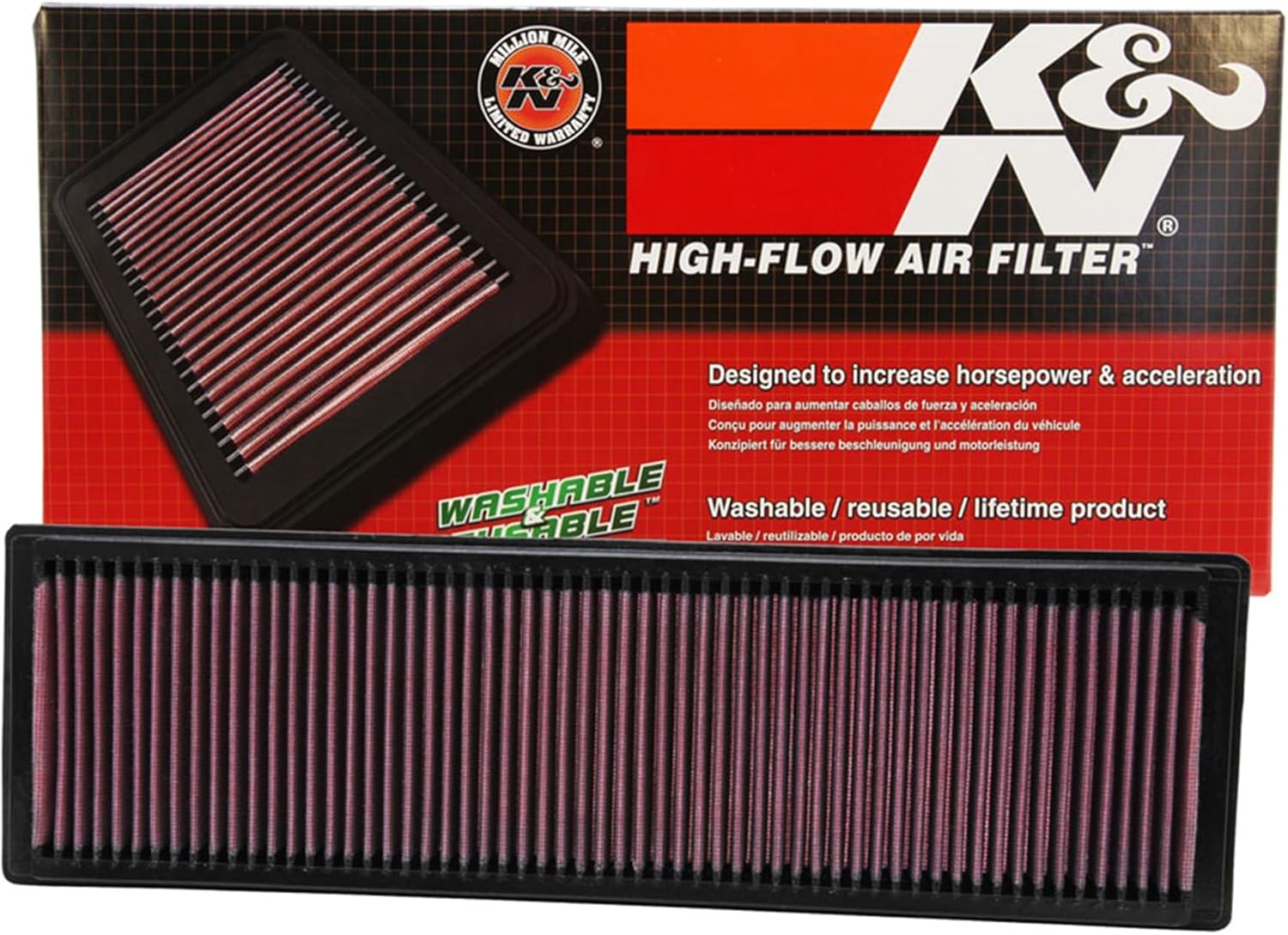 K&N High-Flow Original Lifetime Engine Air Filter: Increase Power: Premium, Washable: Compatible with 2006-2017 Volkswagen: Beetle, Golf, Jetta, Passat, 33-2331
