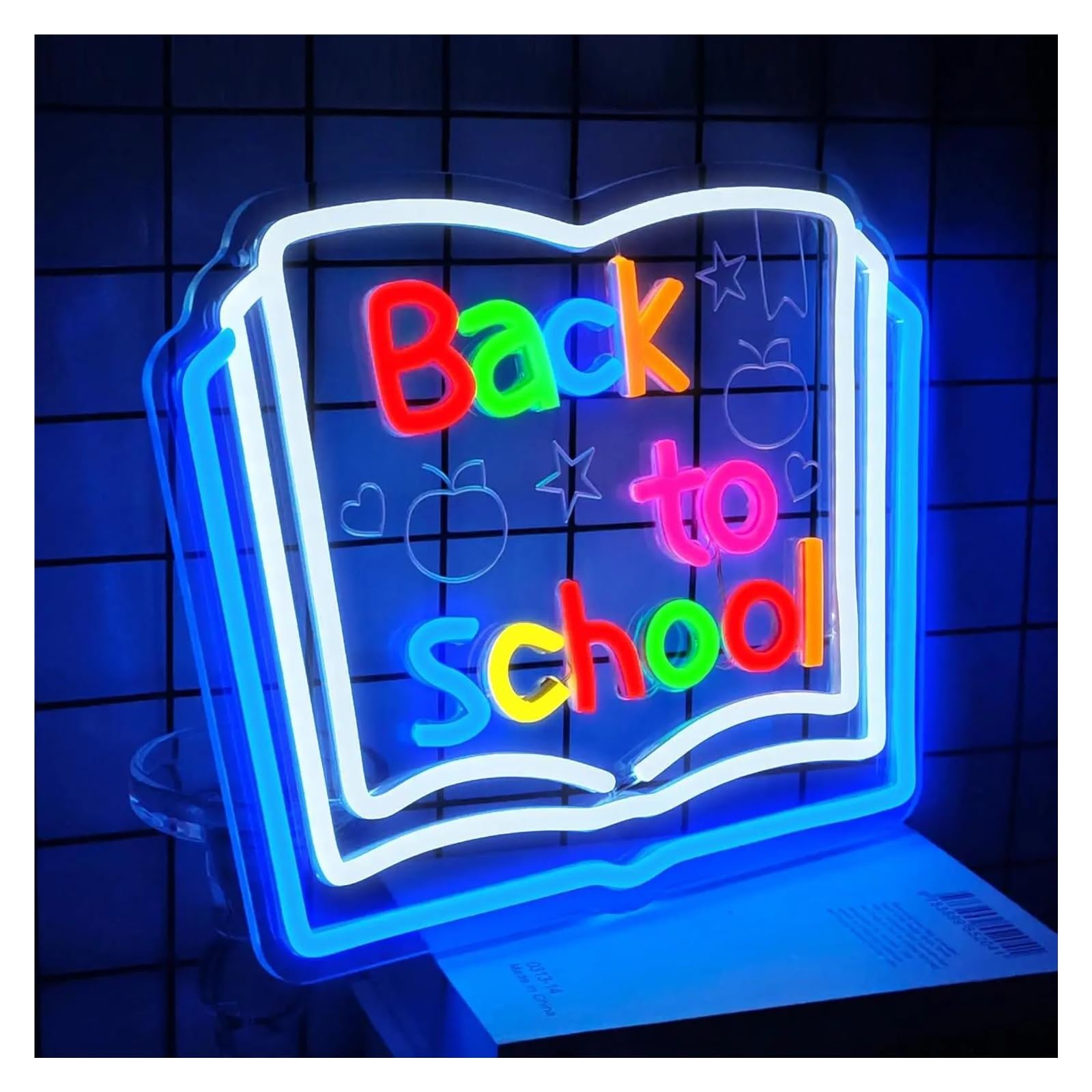 XENITE Luces Art Decoration Christmas Letrero De Neón Con Luz LED Regulable Por USB Para Regreso A Clases, Decoración De Pared Para Aulas, Guarderías, Bibliotecas 37x31.5cm