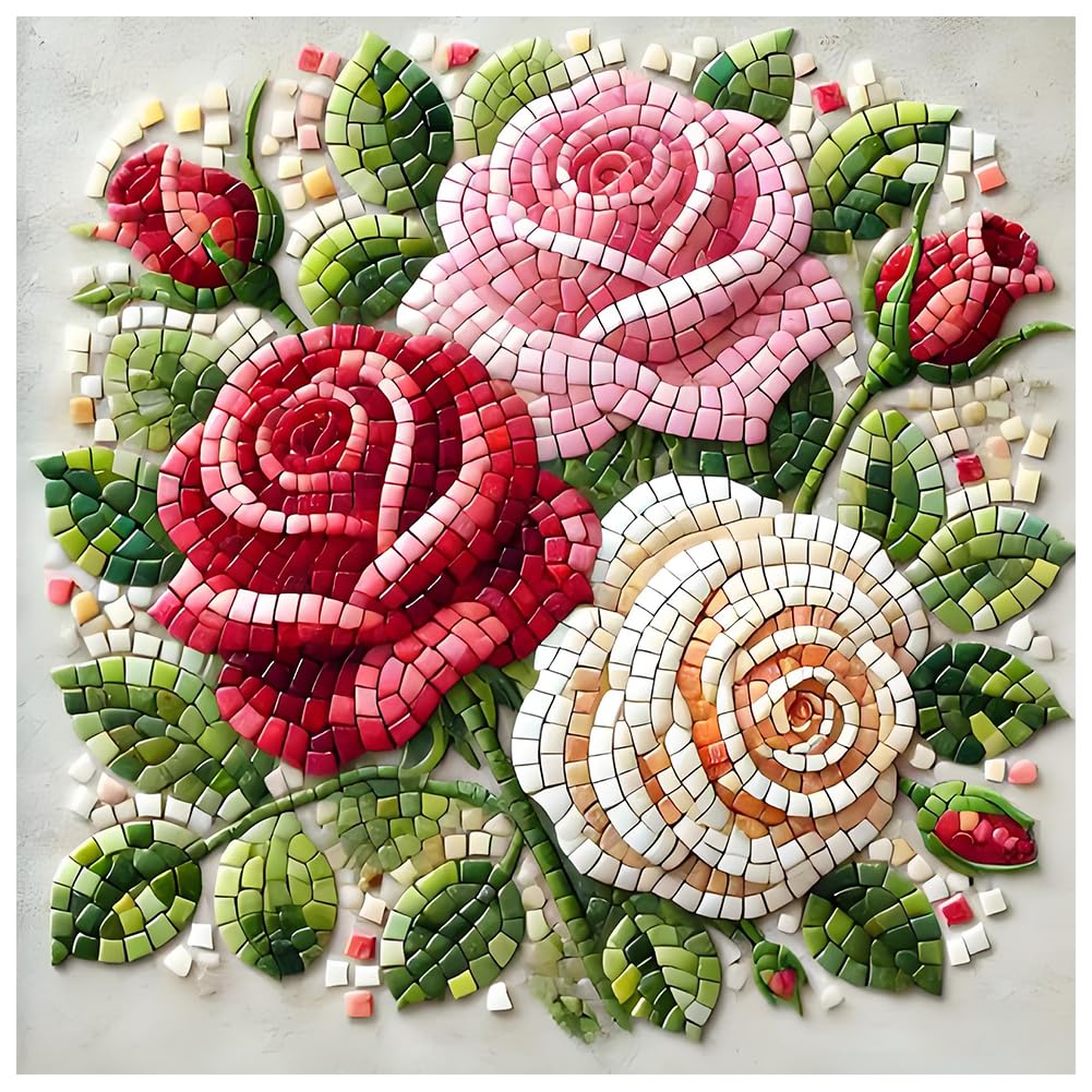 LMBADA Diamond Painting Kits for Adults Flowers, 5D Diamond Art Kits for Beginner, Round Full Drill Painting DIY Dot Gem Crafts Home Wall Decor Gift 30x30cm (12x12 Inch)