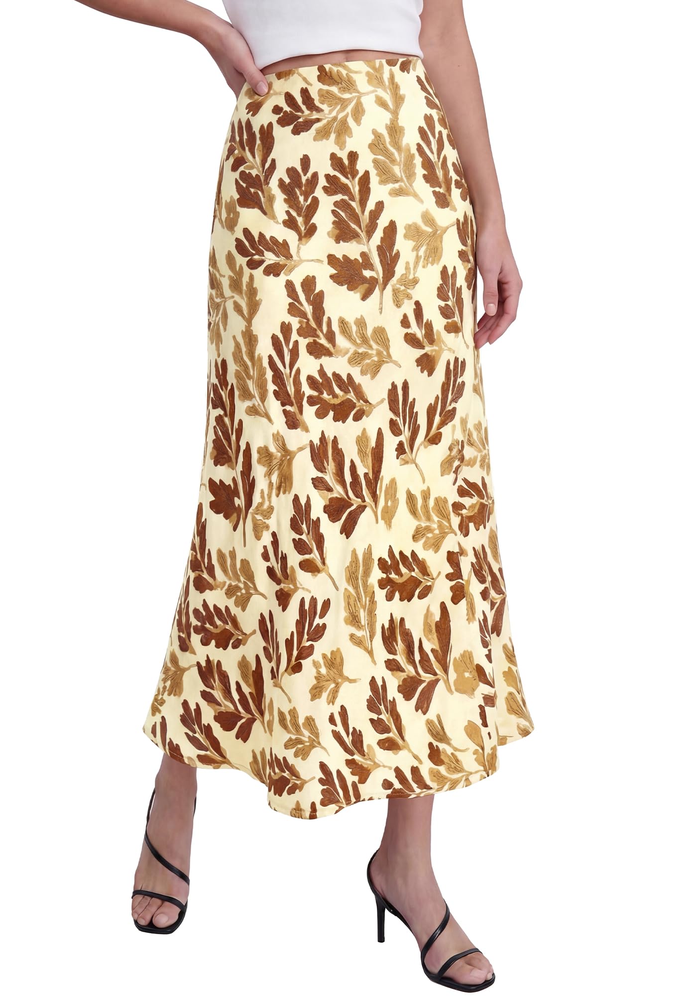 BTFBM Satin Skirts for Women Trendy Spring Summer 2026 High Waisted Leopard Print Cocktail Wedding Long Silk Midi Skirt