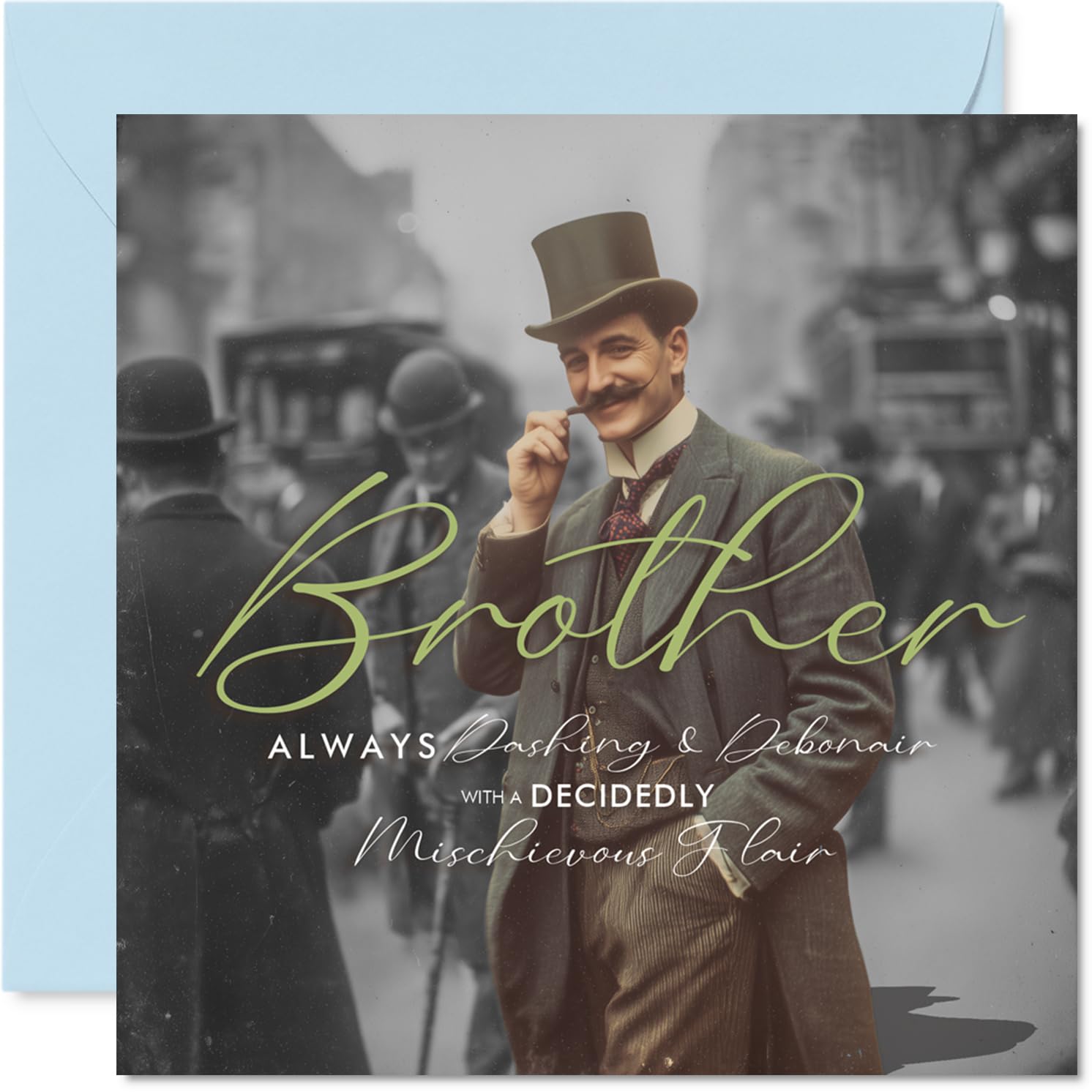 Playful Birthday Card for Brother - Dapper Mischief - Vintage Photo of a Charmingly Cheeky Gent - for Brothers with Style and Wit - 145mm Square, Envelope Included