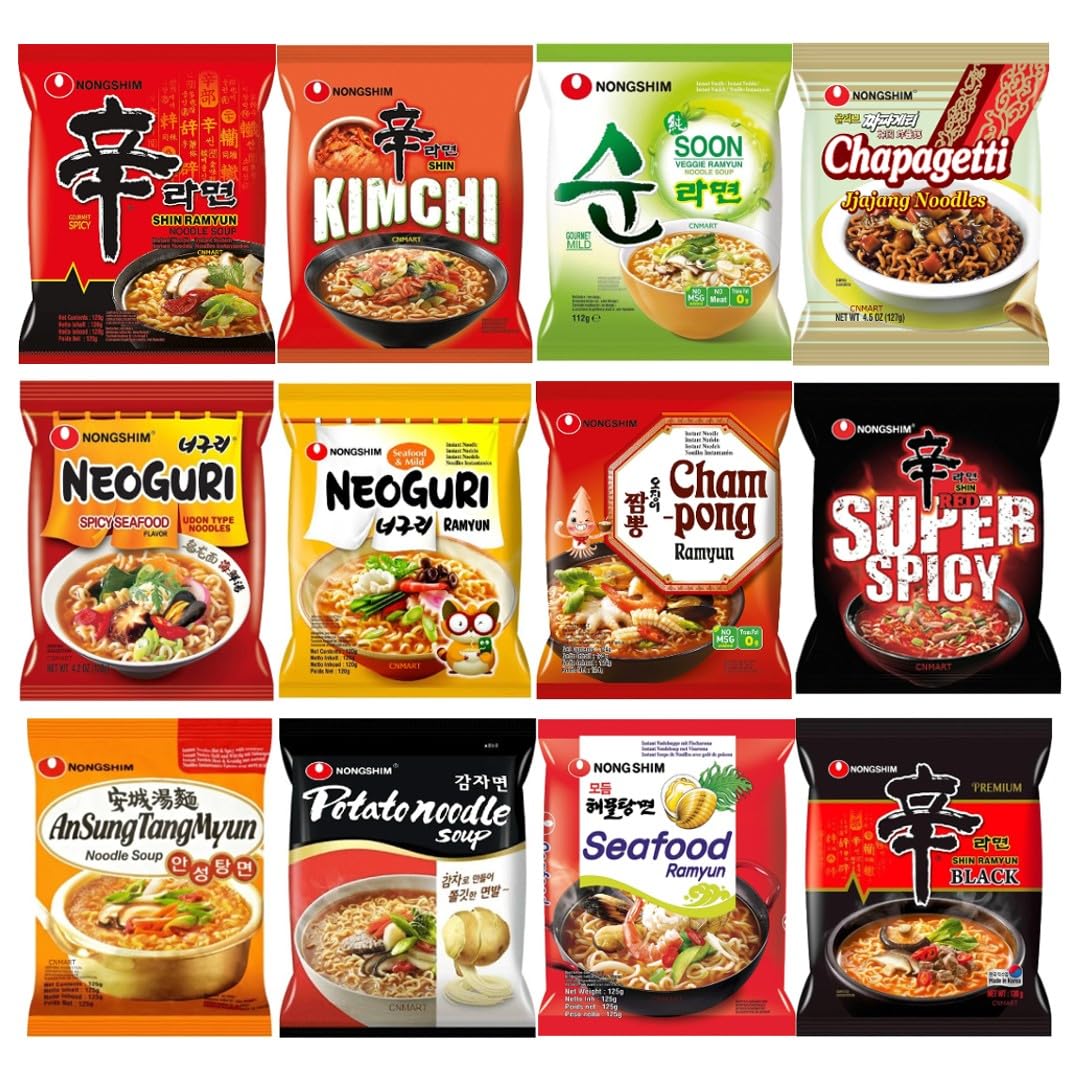 Customised CNMART Korean Ramen Assorted Box Personalised Shin Ramyun Spicy Korean Ramen Noodle (Pack of 20) Choose Any 5 Customised Flavours