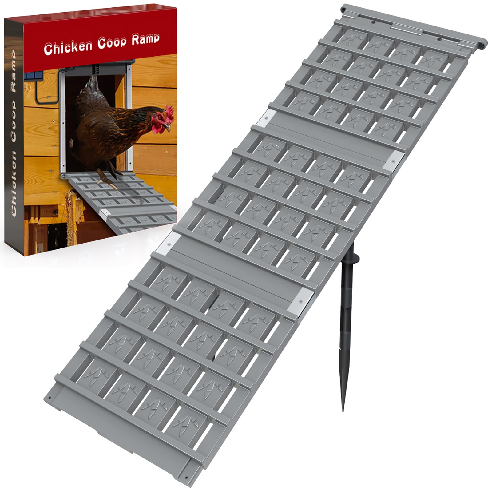 Chicken Coop Ramp, Ladder Length Adjustable for Henhouse, Coop Steps for Feet Problem or Cannot Fly Chickens, Sturdy, Rot-Resistant, Waterproof