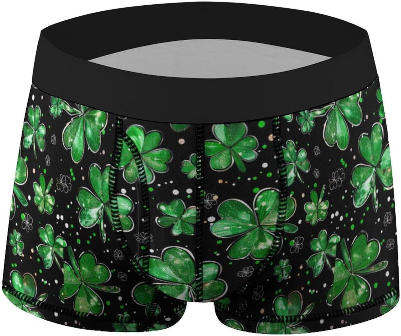 Green Ireland Shamrock St Patricks Day Novelty Men's Trunks Soft Breathable Underwear Patterned Stretch Briefs