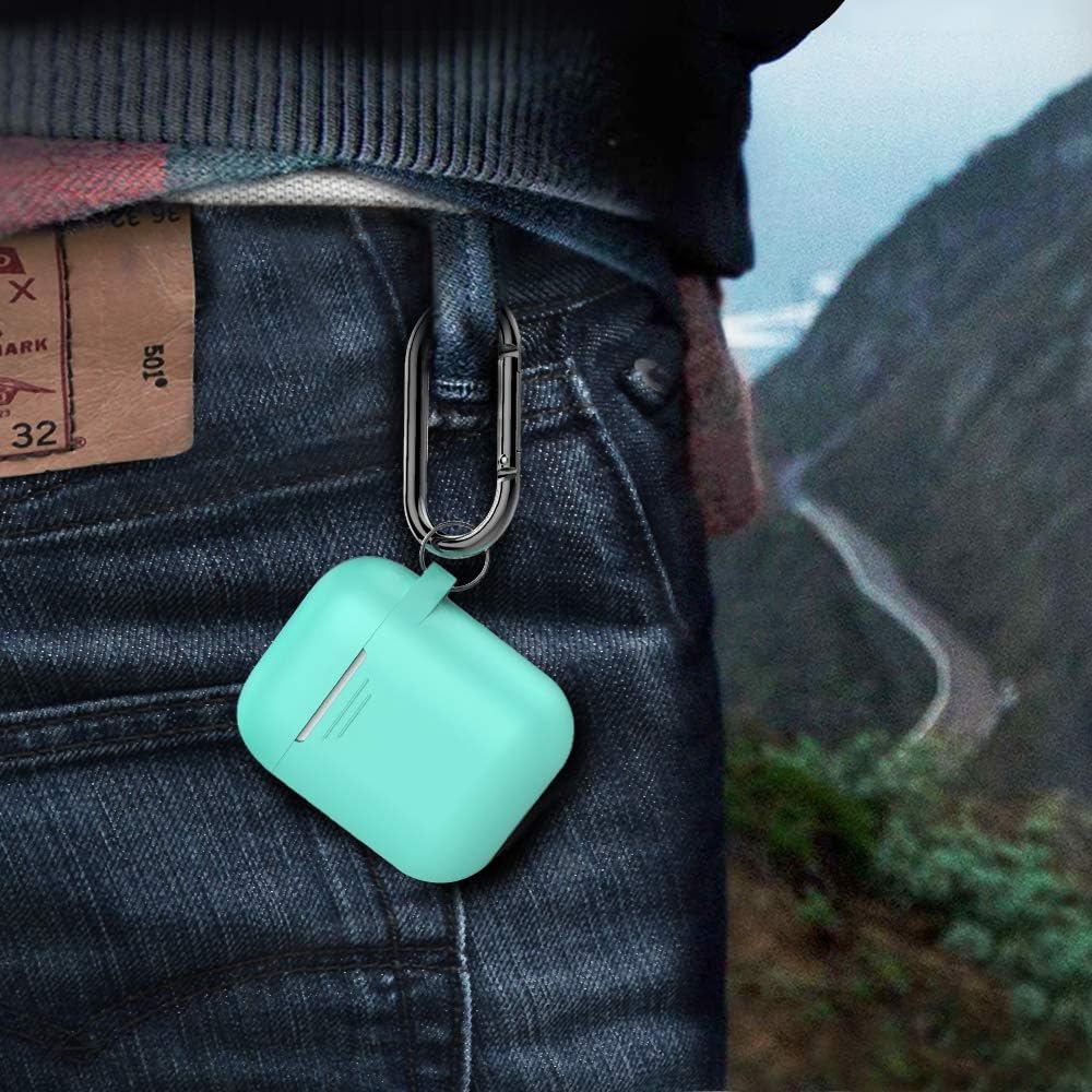AhaStyle Upgrade Silicone Case Protective Cover [Front LED Visible] Compatible with Apple AirPods 2 & 1 (Mint Green) thumbnail