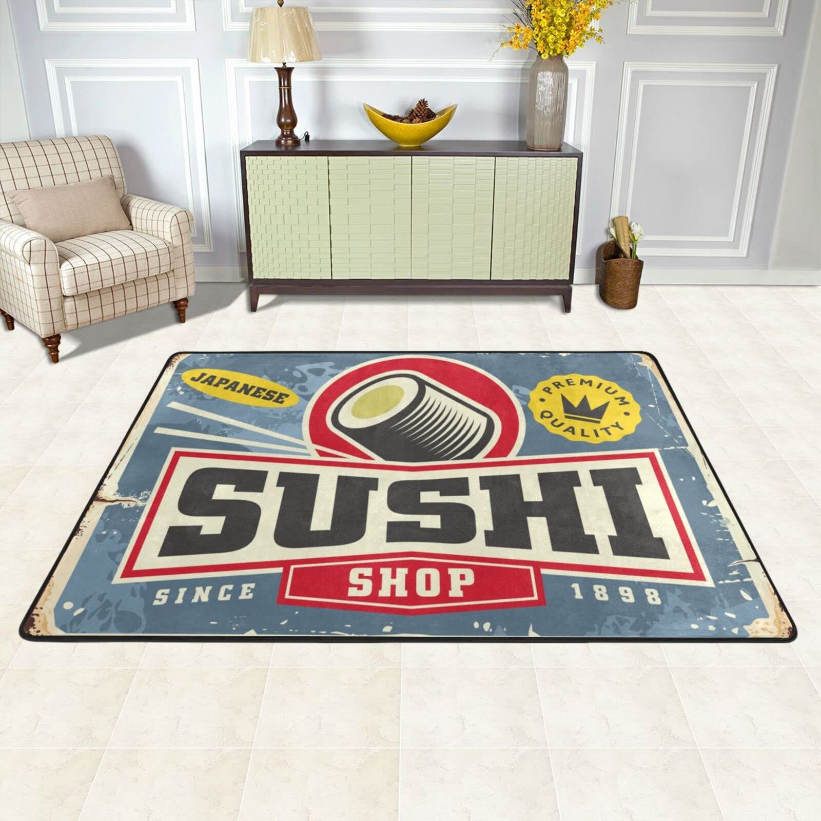 Amazon｜ラグ ラグマット 寿司 すし ポスター レトロ sushi カーペット
