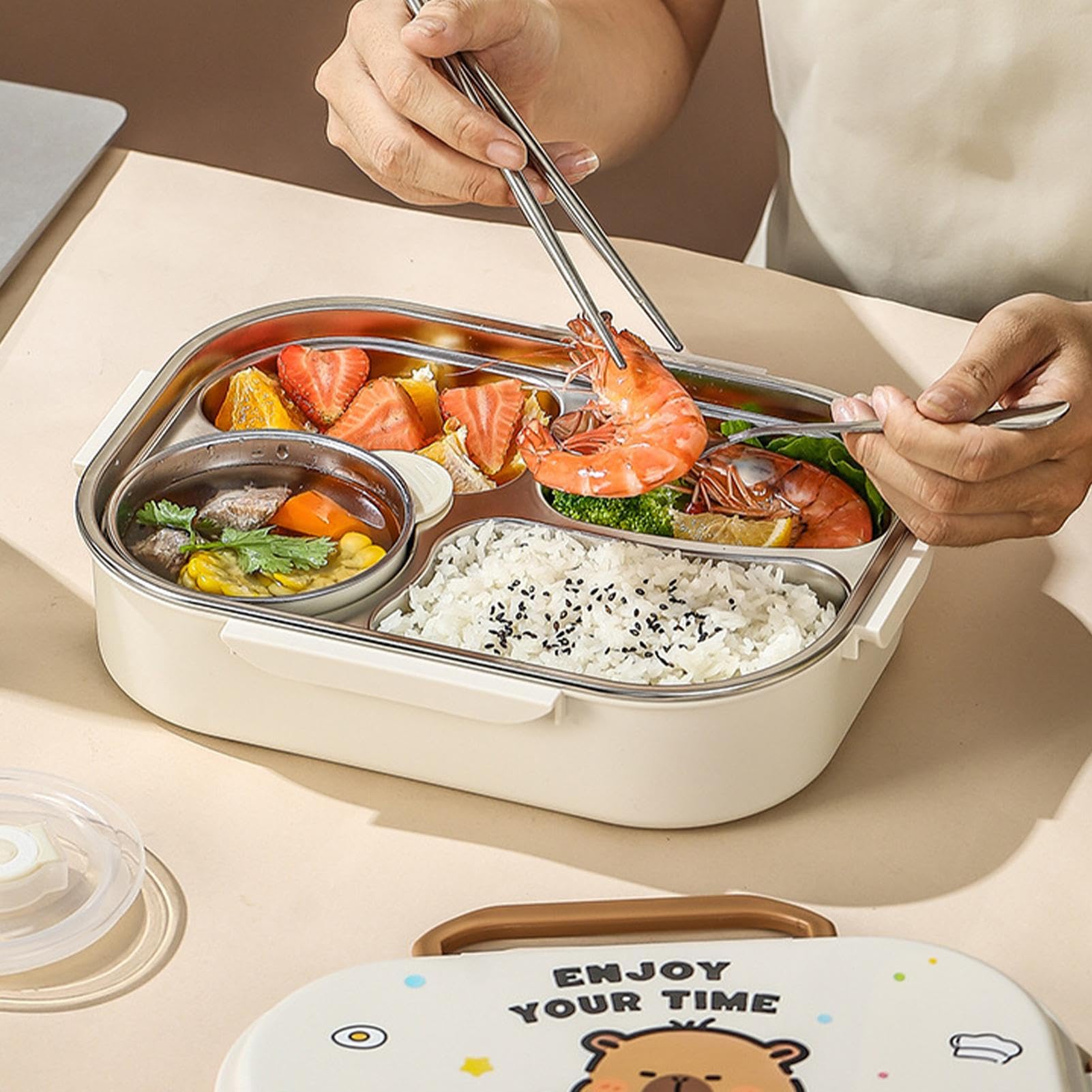 Lunch Box Étanche, passe au micro-ondes, sac de transport inclus | Gamelles en acier inoxydable avec couverts pour école garderie maternelle voyages bureaux camping sorties
