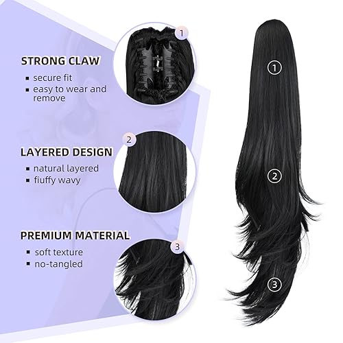 Miniatura 46 de Brown ponytail extension,16" claw clip hair extensions ponytail short curly hair ponytail Extension Natural Looking Synthetic Hairpiece for Women