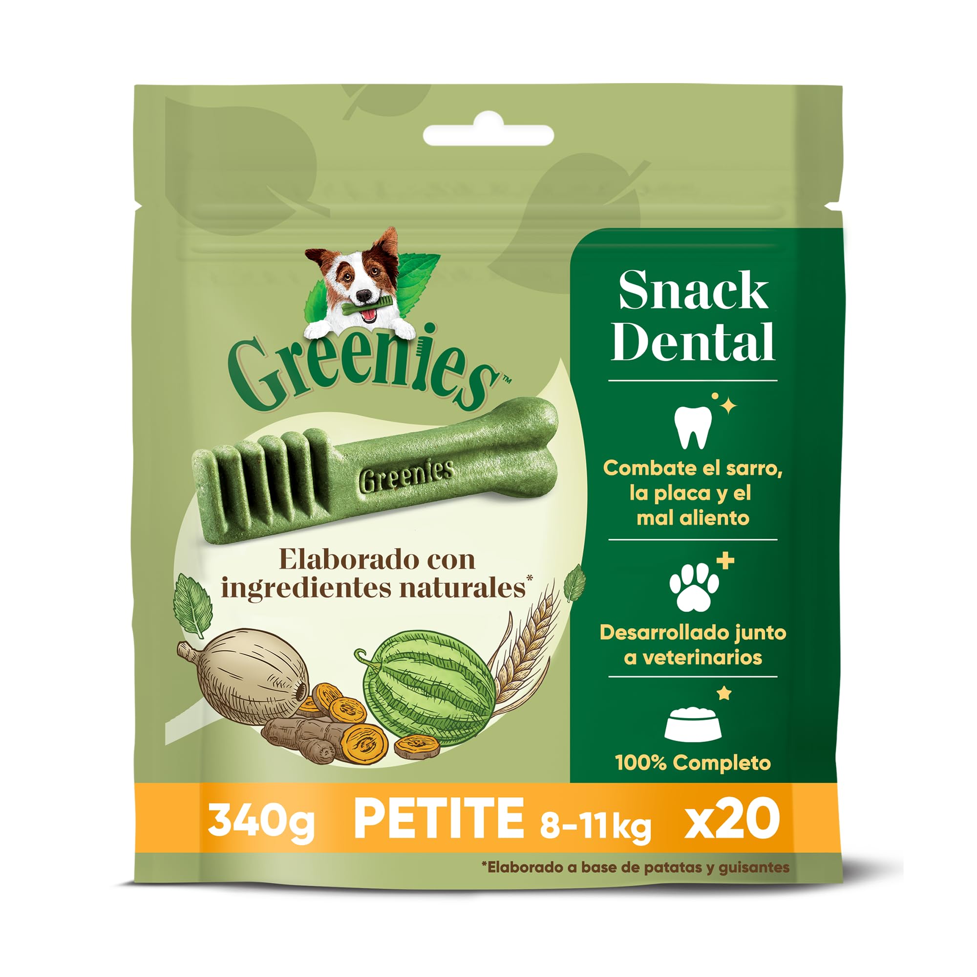 Greenies Dental Treats Original Petite – Tandvårdssmycke för små hundar från 8–11 kg – Hundgodis för daglig tandrengöring – 1 x 340 g - små hundar